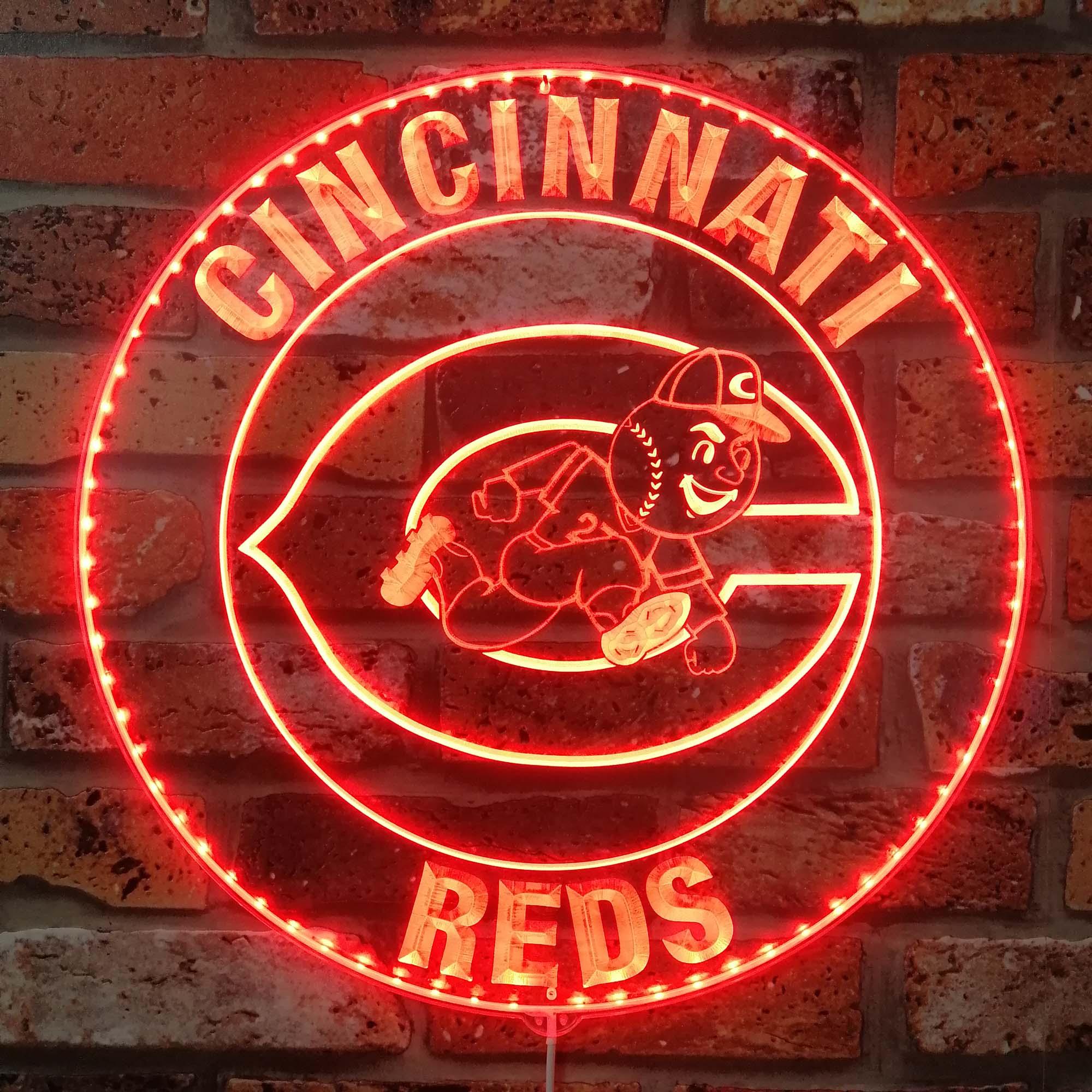 Cincinnati Reds logo Dynamic RGB Edge Lit LED Sign