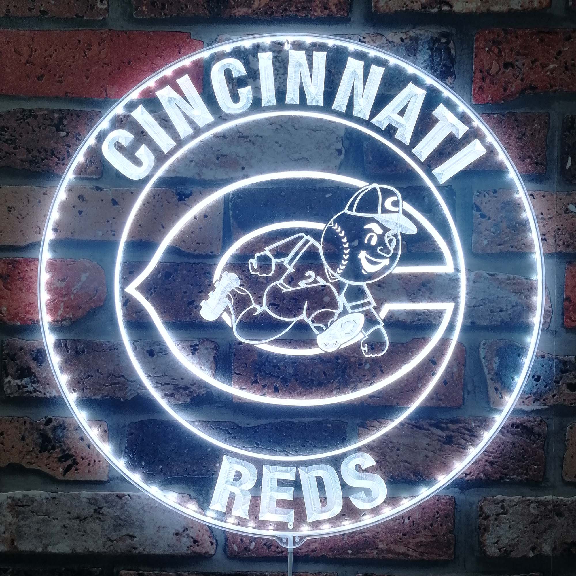 Cincinnati Reds logo Dynamic RGB Edge Lit LED Sign