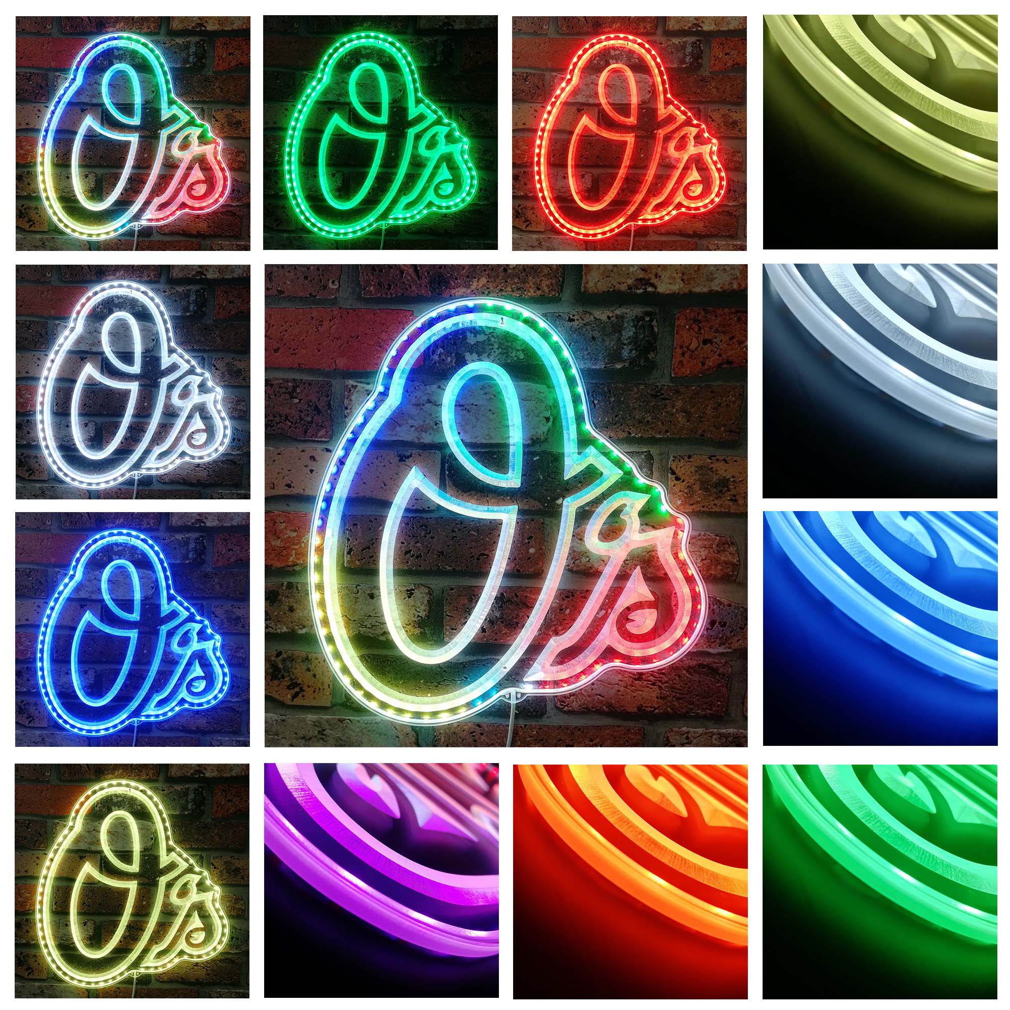 Baltimore Orioles Signature O Letter Dynamic RGB Edge Lit LED Sign