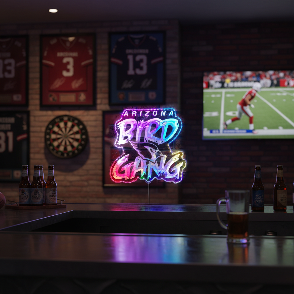 Arizona Cardinals BIRD GANG Neon LED Sign with Dynamic RGB Colors