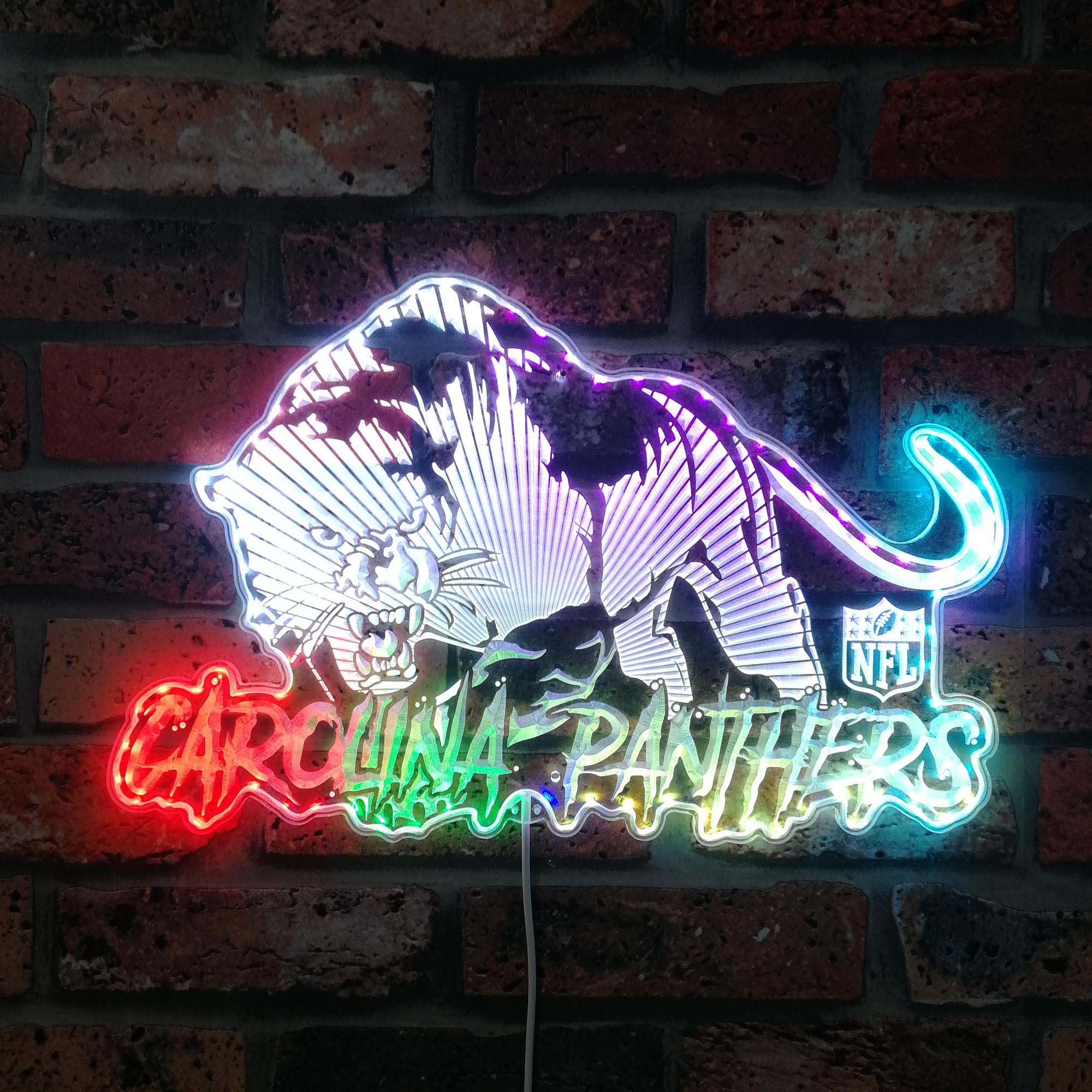 Carolina Panthers PANTHER on the Prowl Dynamic RGB Edge Lit LED Sign