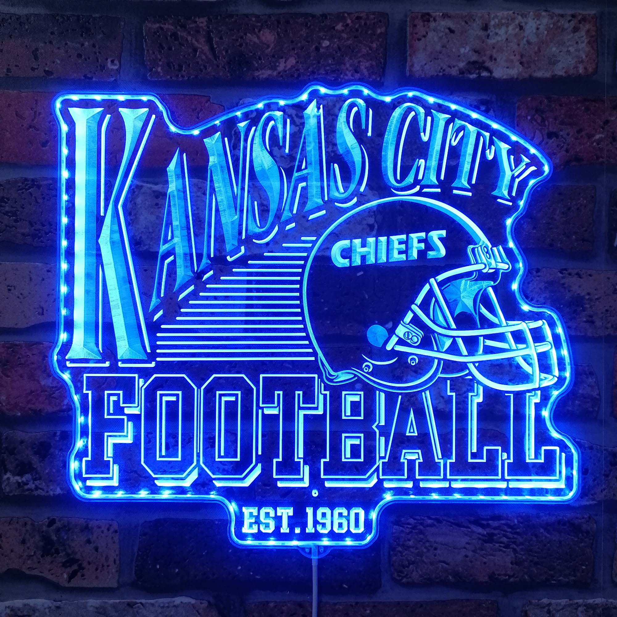 Kansas City Chiefs football Dynamic RGB Edge Lit LED Sign