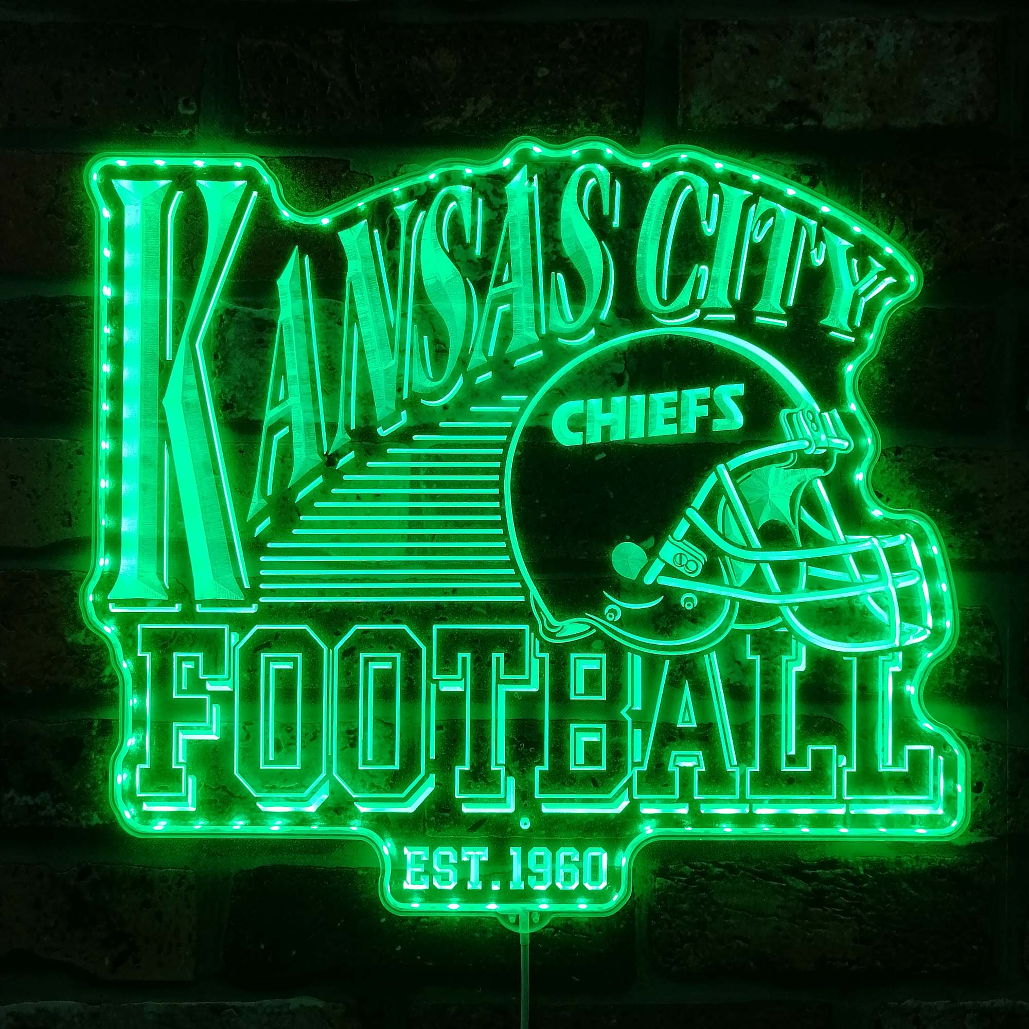 Kansas City Chiefs football Dynamic RGB Edge Lit LED Sign