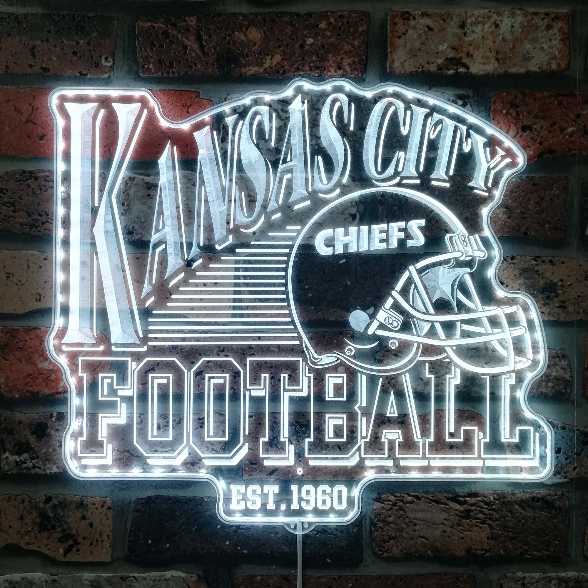 Kansas City Chiefs football Dynamic RGB Edge Lit LED Sign