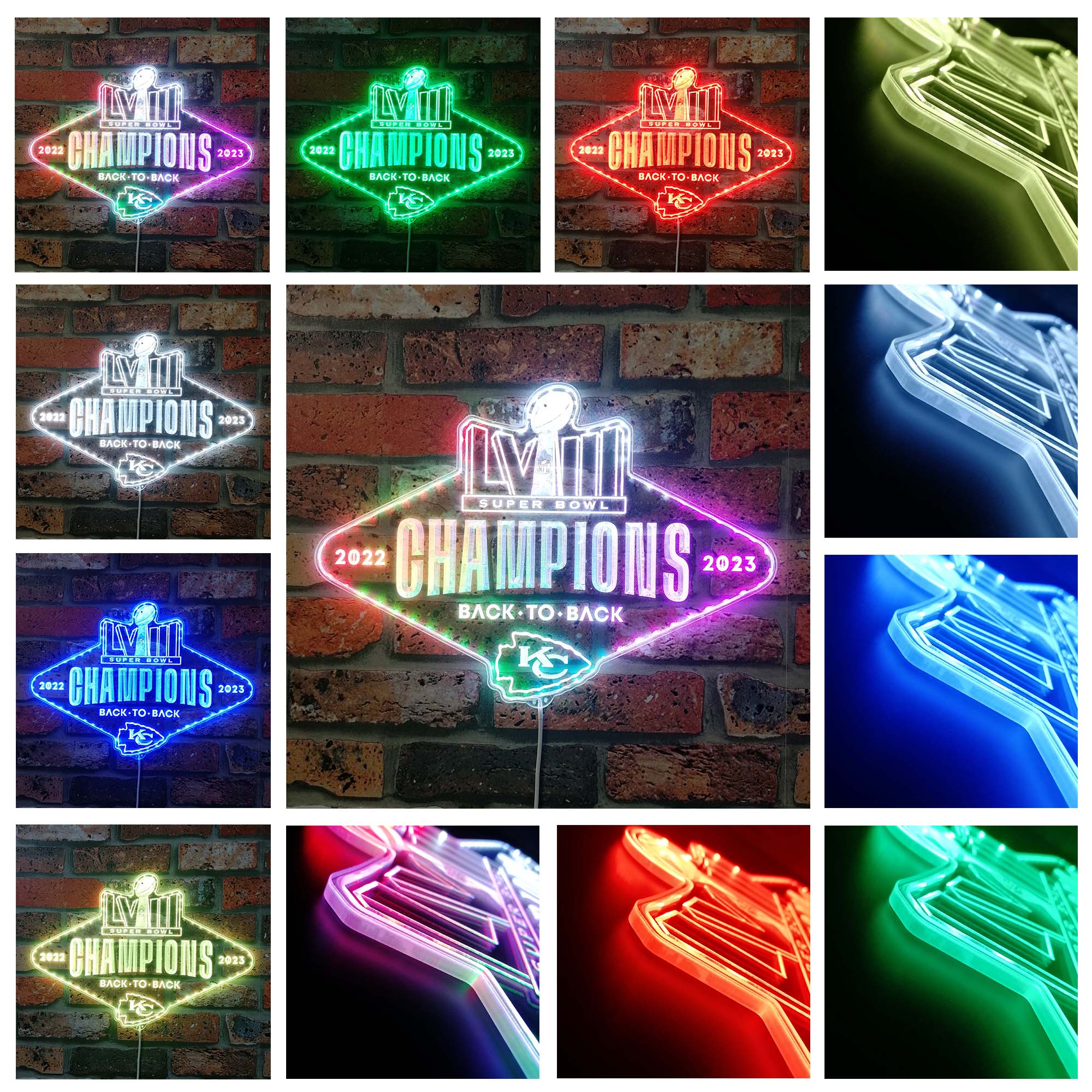 Kansas City Chiefs Back to Back Dynamic RGB Edge Lit LED Sign