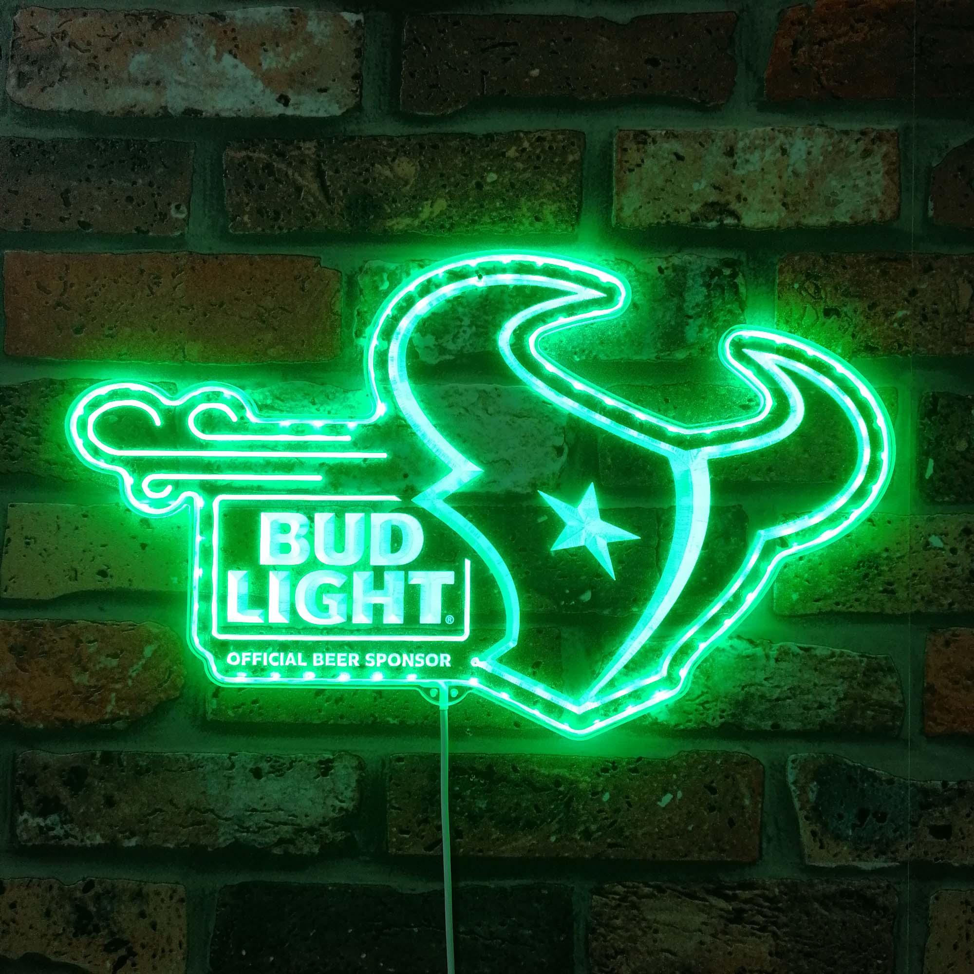 Houston Texans bud light Dynamic RGB Edge Lit LED Sign