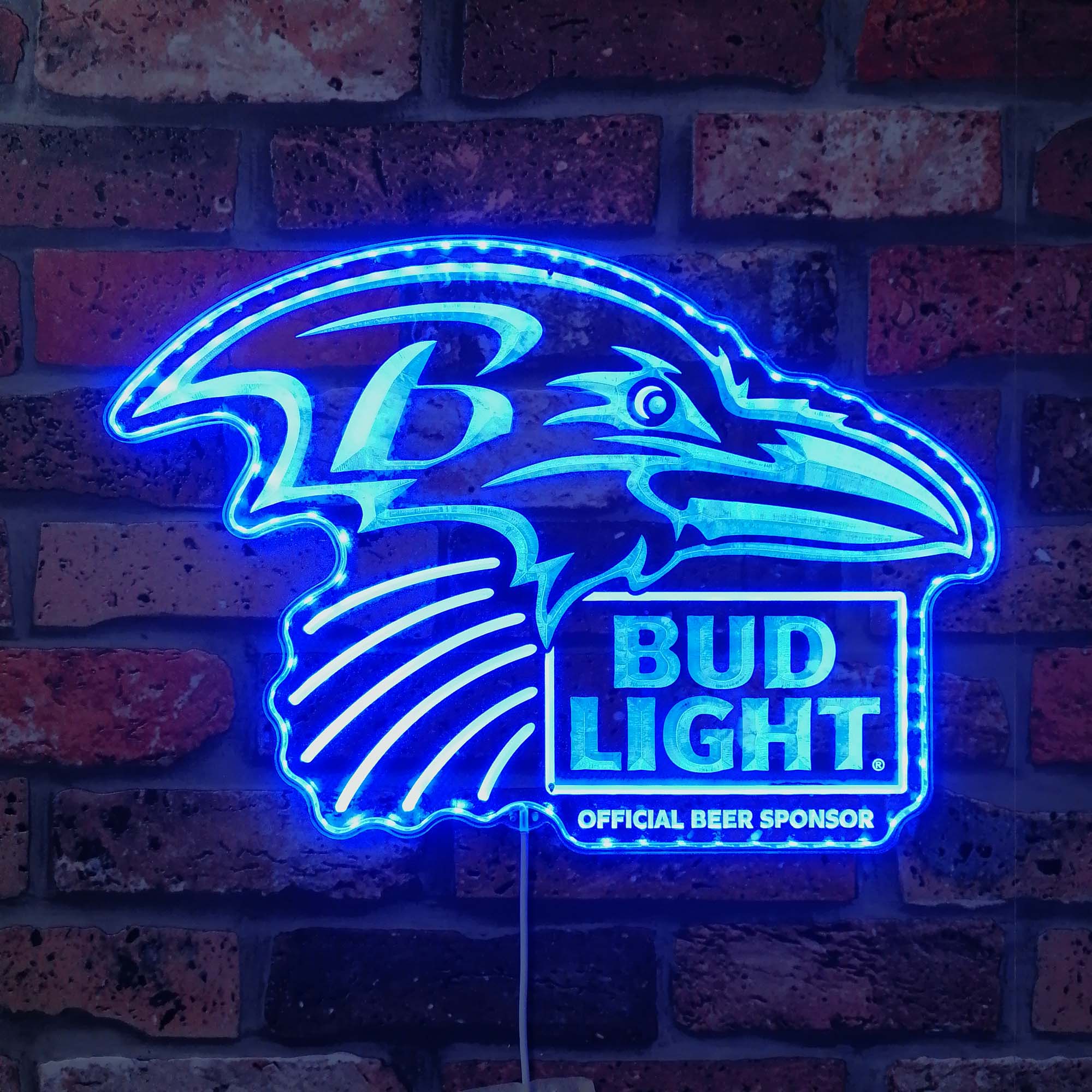 Bud Light & Baltimore Ravens Dynamic RGB Edge Lit LED Sign