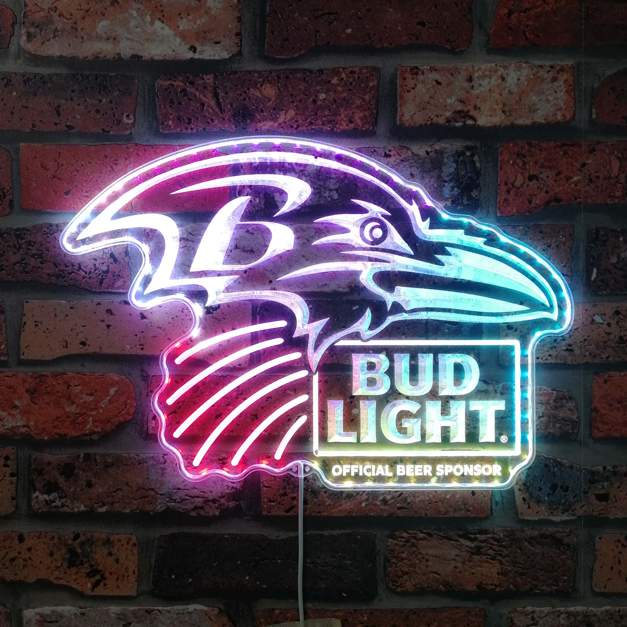 Bud Light & Baltimore Ravens Dynamic RGB Edge Lit LED Sign | PROLEDSIGN