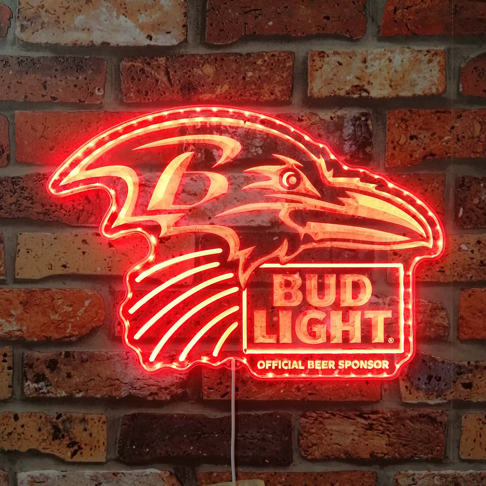 Bud Light & Baltimore Ravens Dynamic RGB Edge Lit LED Sign