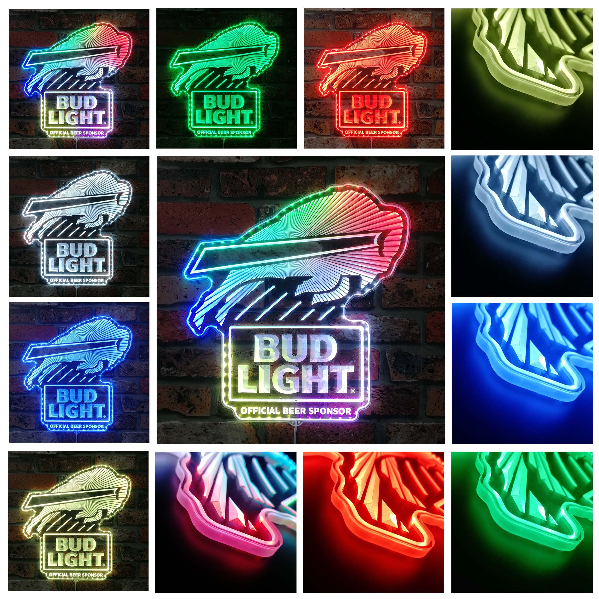 Bud Light & Buffalo Bills Dynamic RGB Edge Lit LED Sign