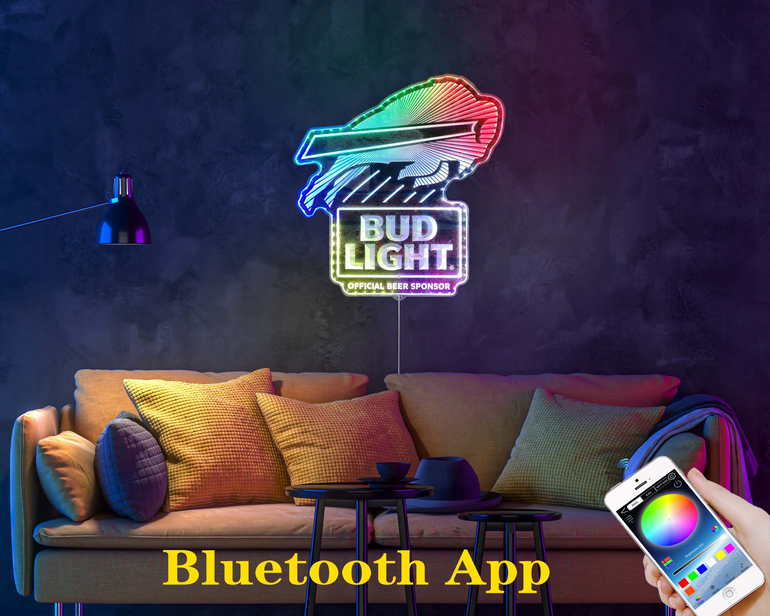 Bud Light & Buffalo Bills Dynamic RGB Edge Lit LED Sign