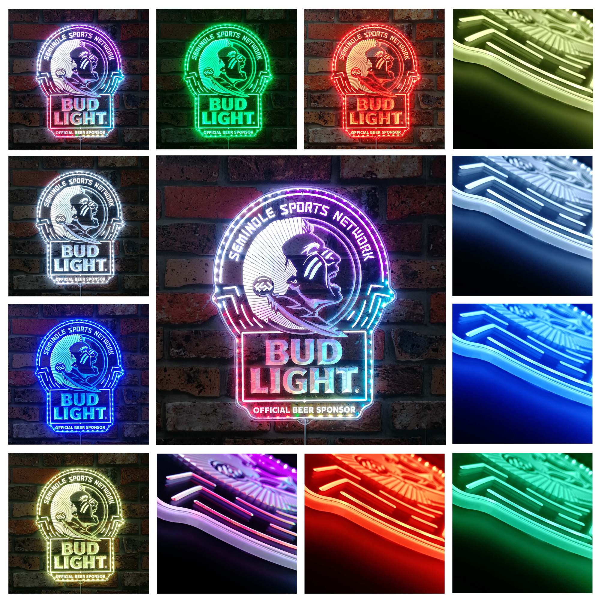 Bud Light & Florida State Seminoles Dynamic RGB Edge Lit LED Sign