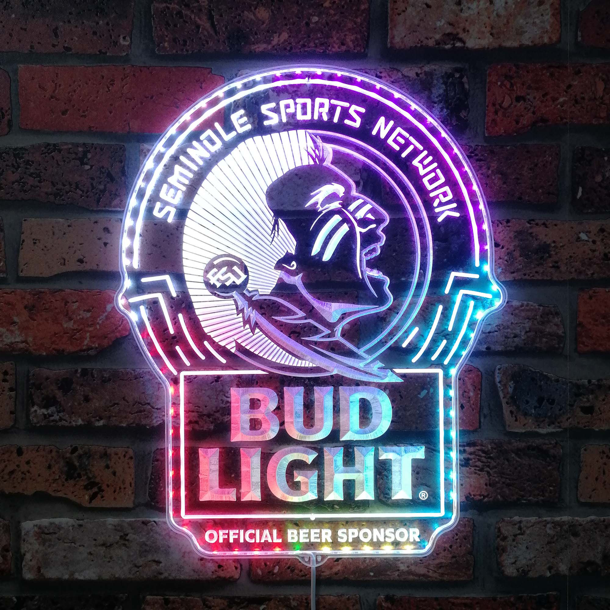 Bud Light & Florida State Seminoles Dynamic RGB Edge Lit LED Sign