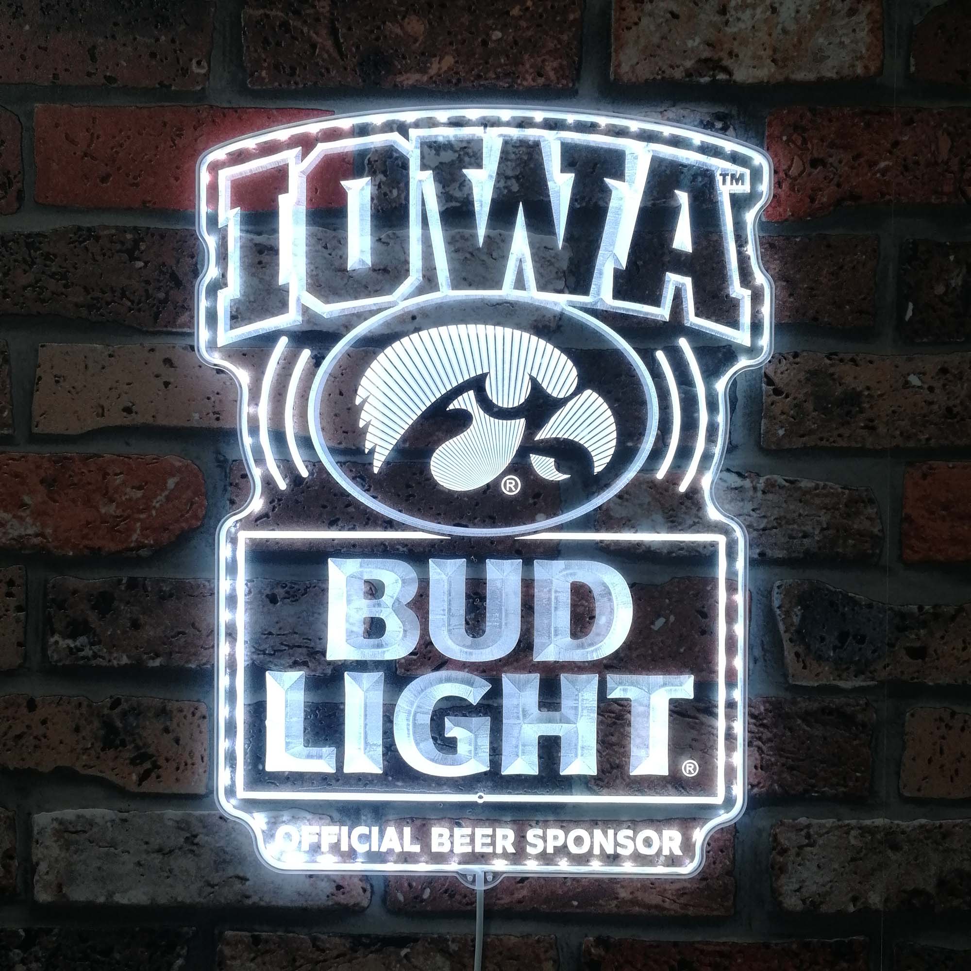 Bud Light & University of Iowa Hawkeyes Dynamic RGB Edge Lit LED Sign