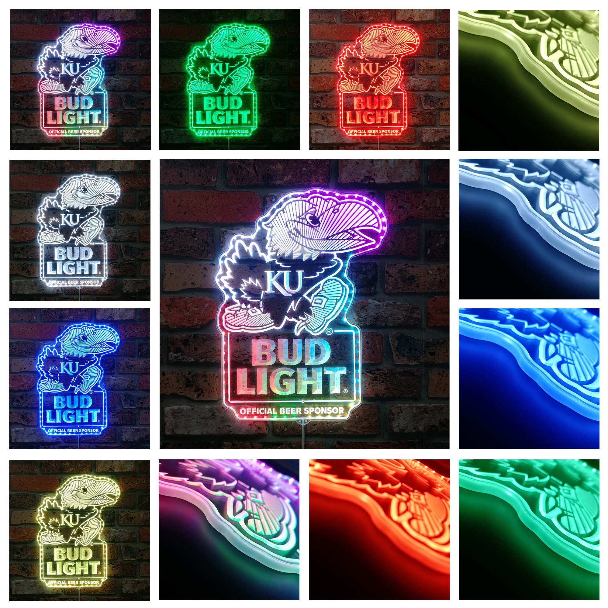 Bud Light & Kansas Jayhawks Dynamic RGB Edge Lit LED Sign