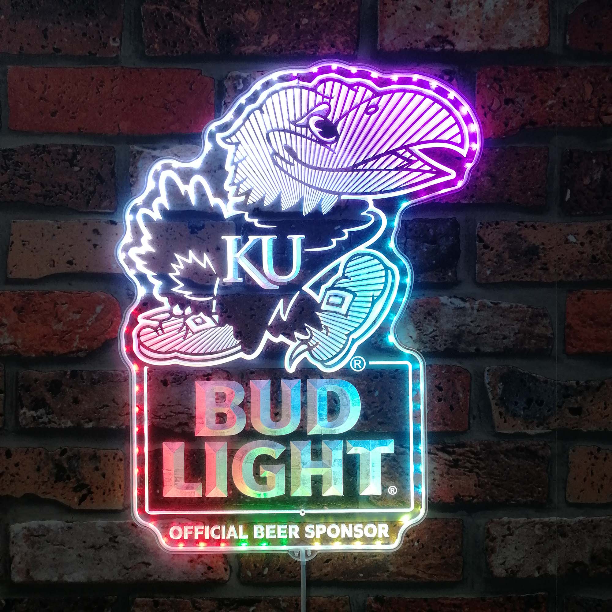 Bud Light & Kansas Jayhawks Dynamic RGB Edge Lit LED Sign