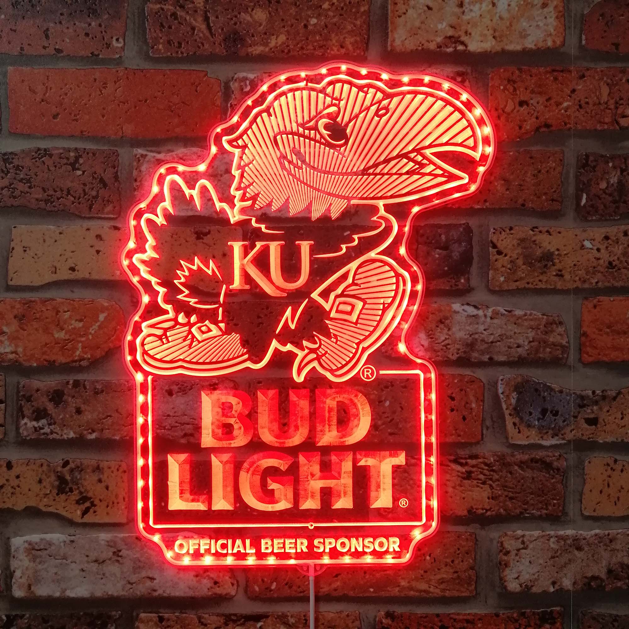 Bud Light & Kansas Jayhawks Dynamic RGB Edge Lit LED Sign