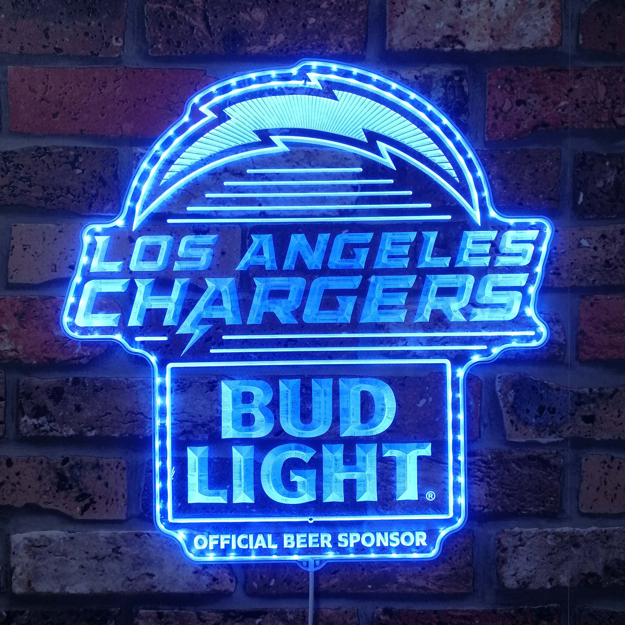 Bud Light & Los Angeles Chargers Dynamic RGB Edge Lit LED Sign