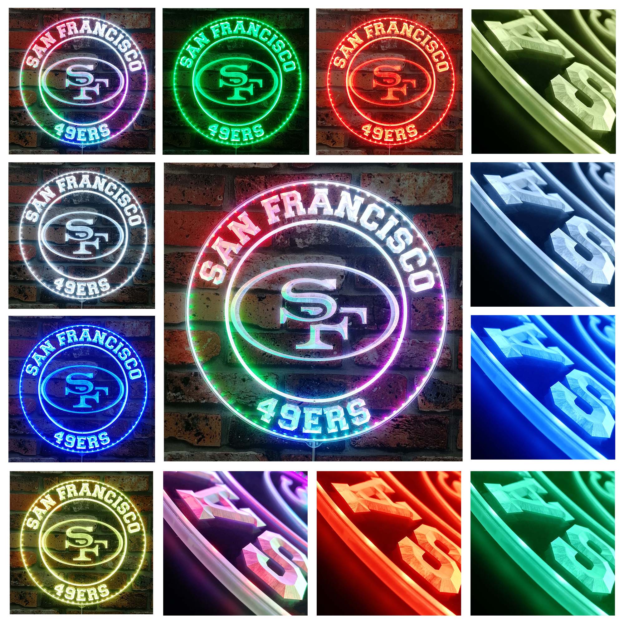 San Francisco 49ers SF Logo Dynamic RGB Edge Lit LED Sign