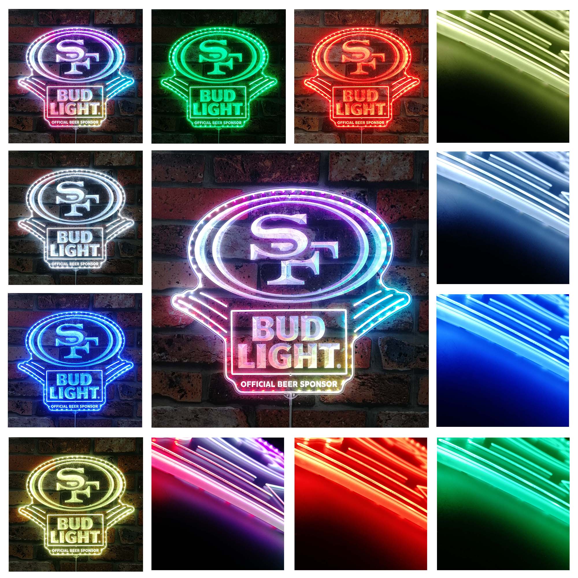 Bud Light & 49ers SF Dynamic RGB Edge Lit LED Sign