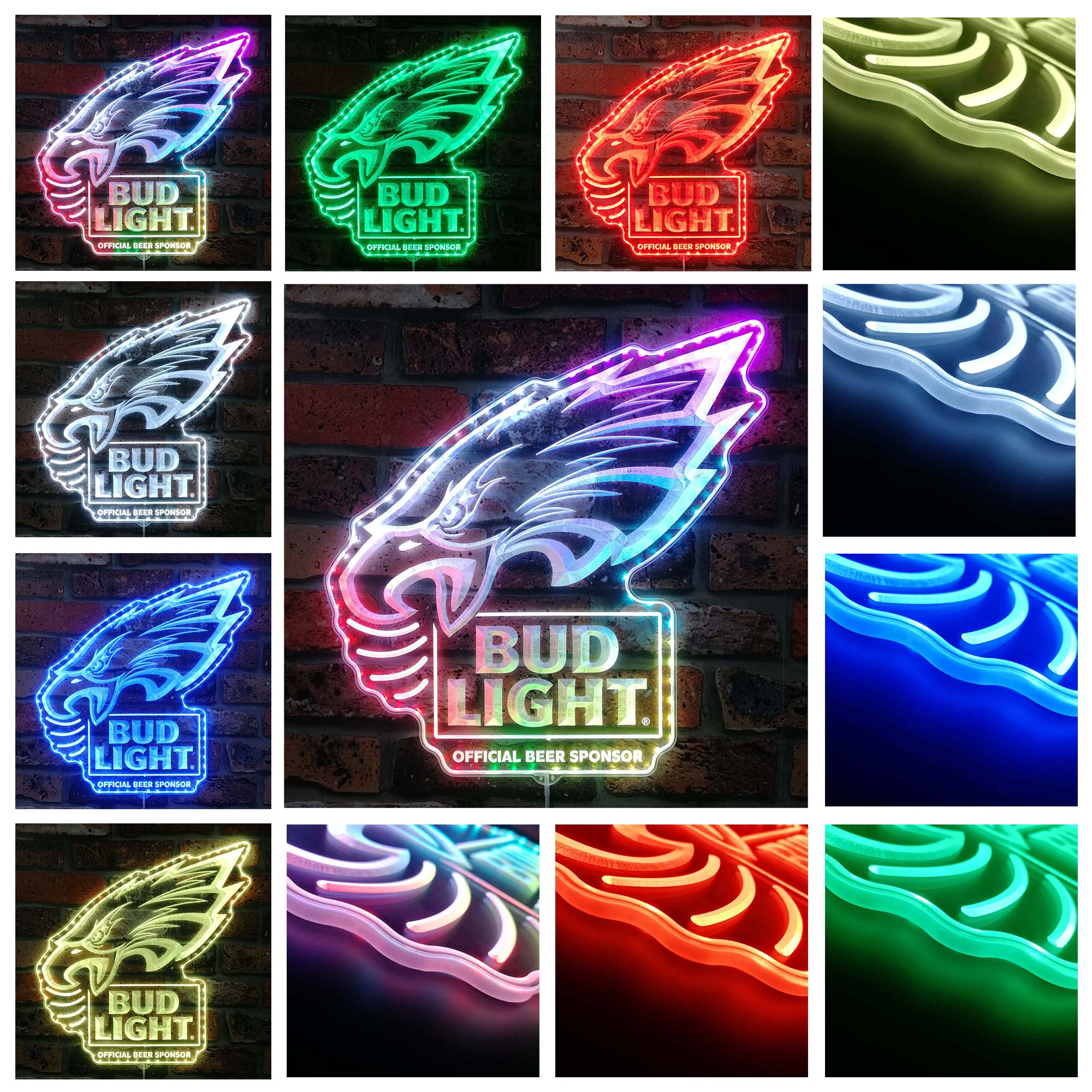 Bud Light & Philadelphia Eagles Dynamic RGB Edge Lit LED Sign