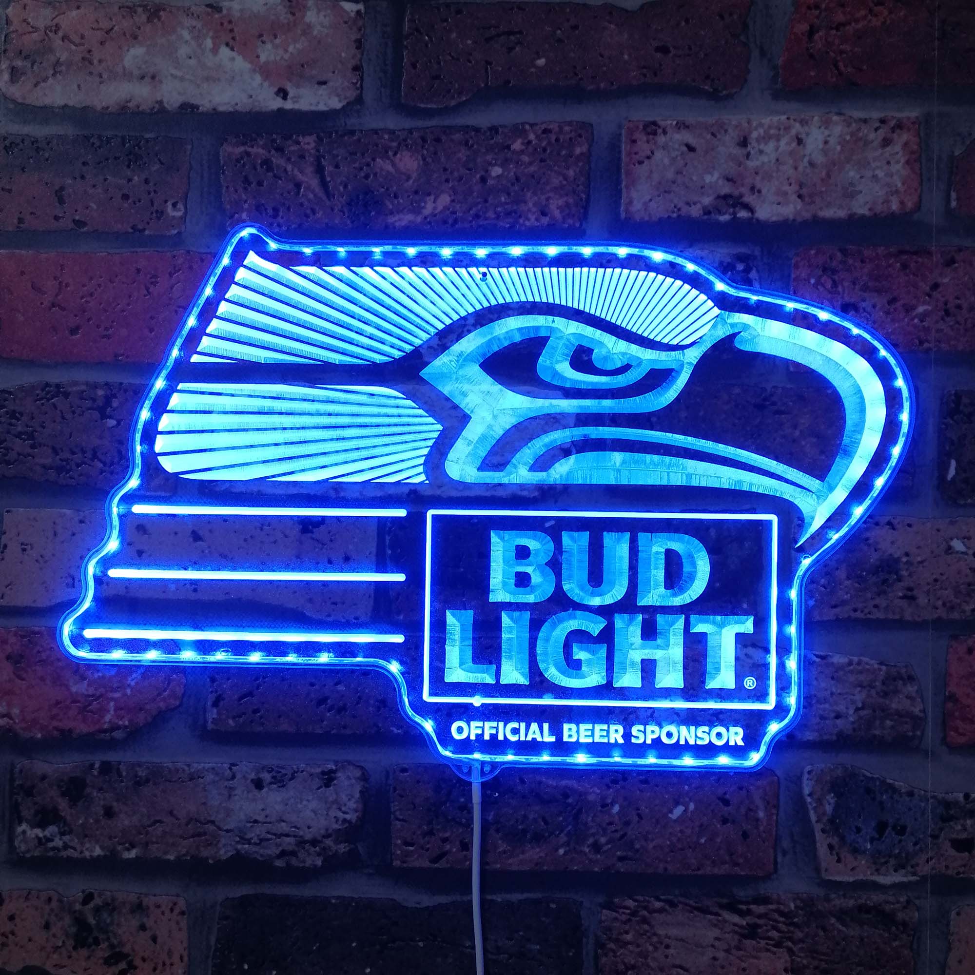 Bud Light & Seattle Seahawks Dynamic RGB Edge Lit LED Sign