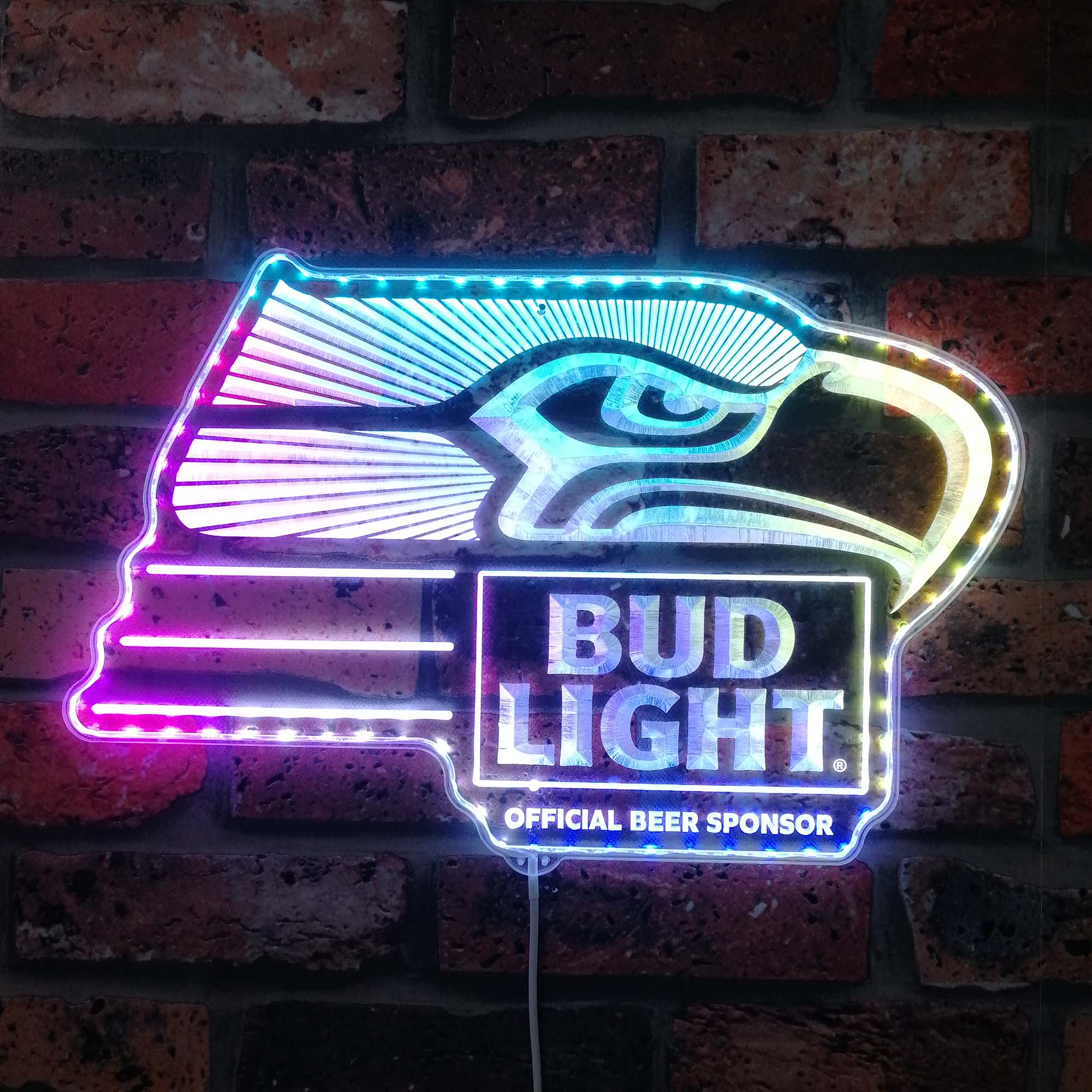 Bud Light & Seattle Seahawks Dynamic RGB Edge Lit LED Sign