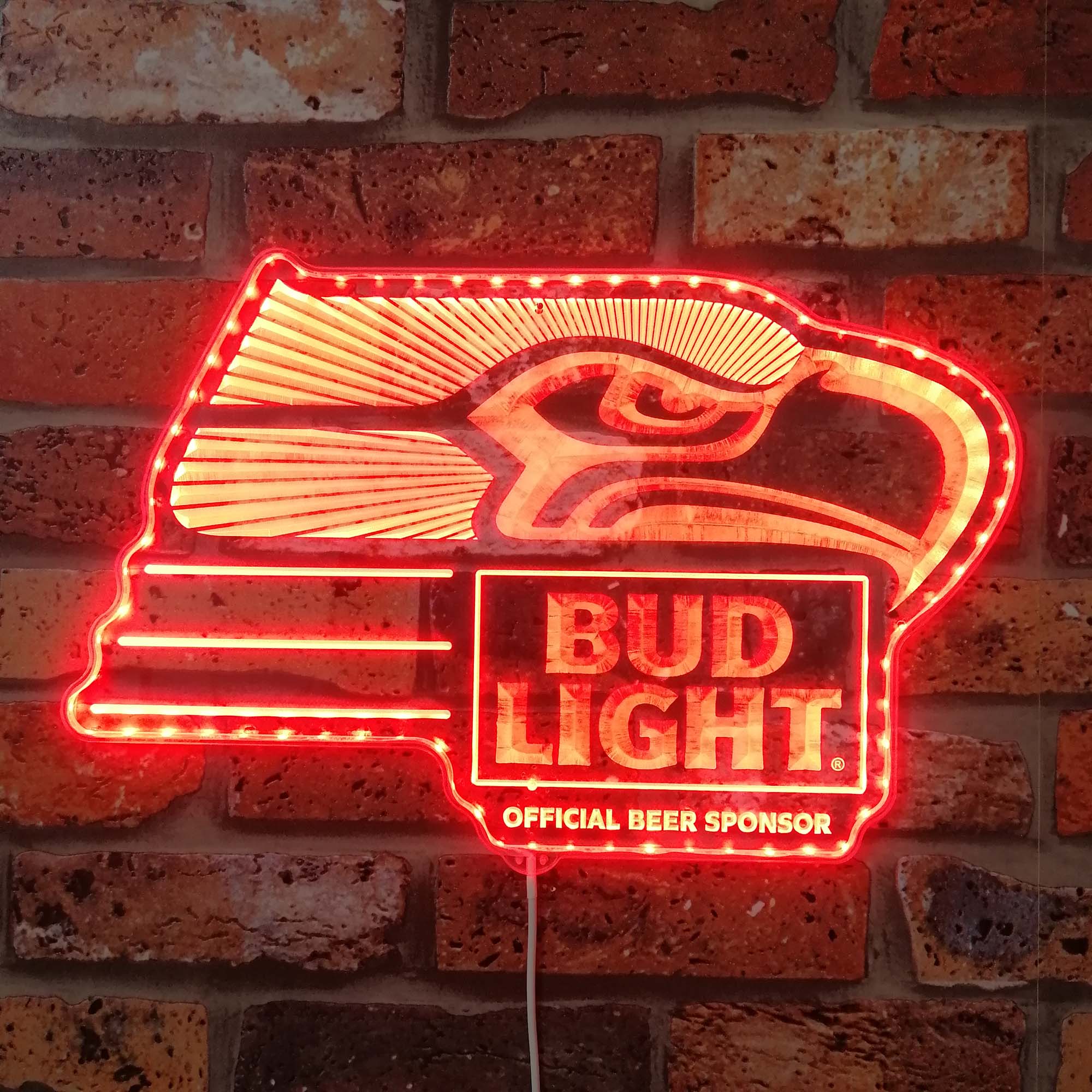 Bud Light & Seattle Seahawks Dynamic RGB Edge Lit LED Sign