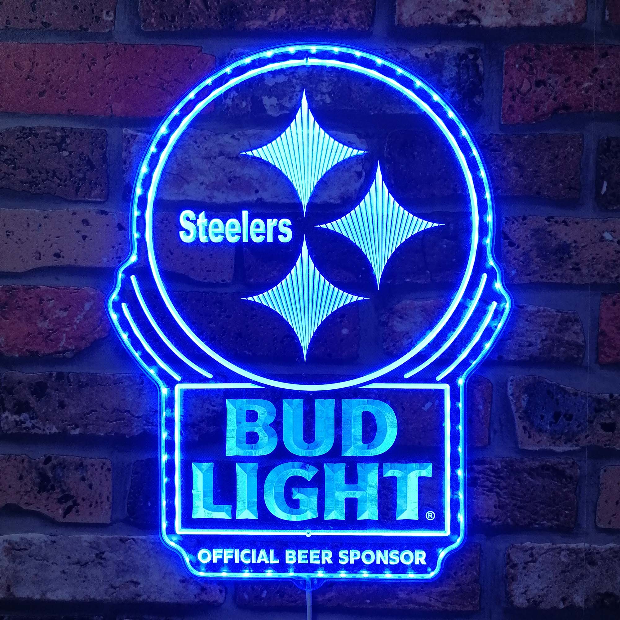 Bud Light & Pittsburgh Steelers Dynamic RGB Edge Lit LED Sign