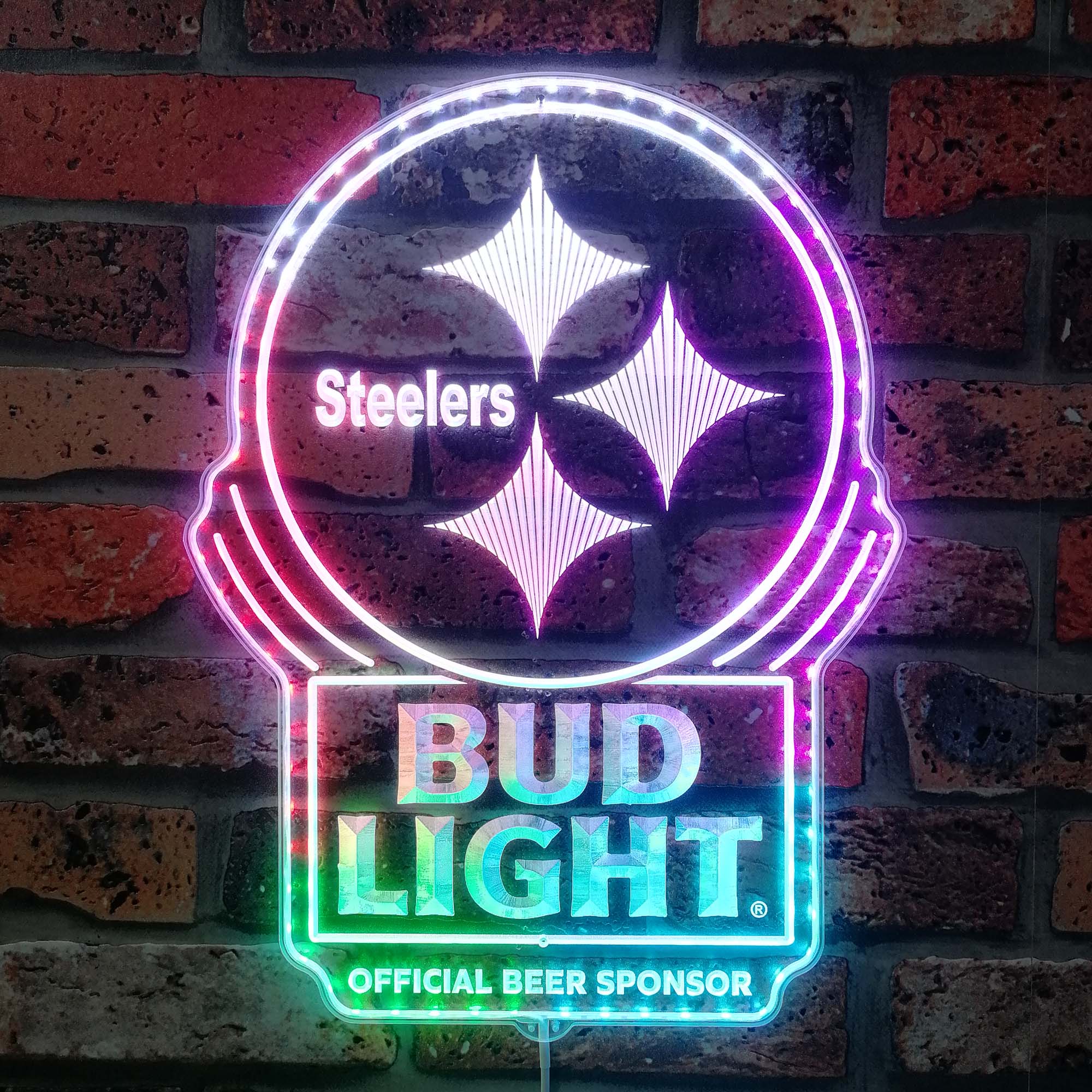 Bud Light & Pittsburgh Steelers Dynamic RGB Edge Lit LED Sign