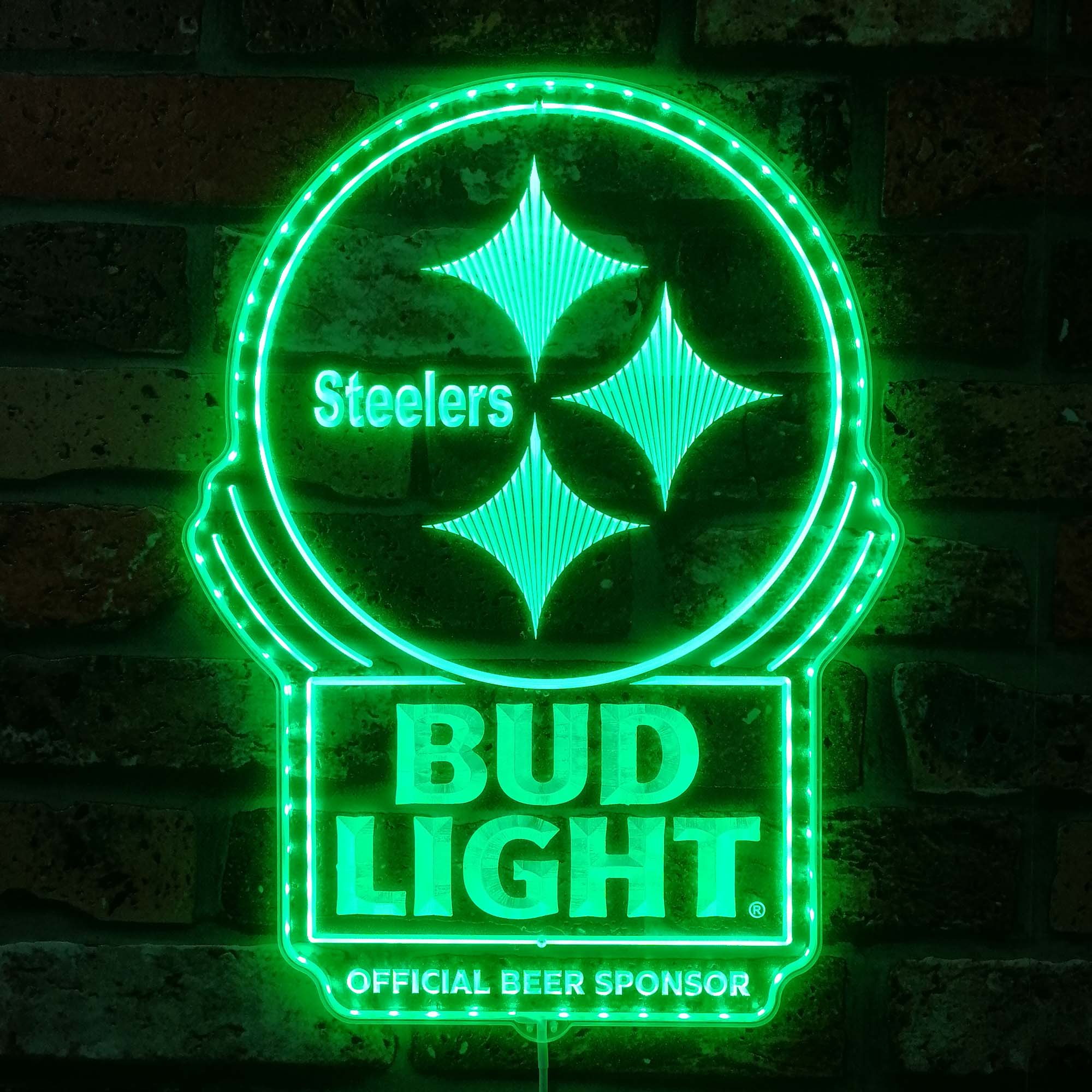 Bud Light & Pittsburgh Steelers Dynamic RGB Edge Lit LED Sign