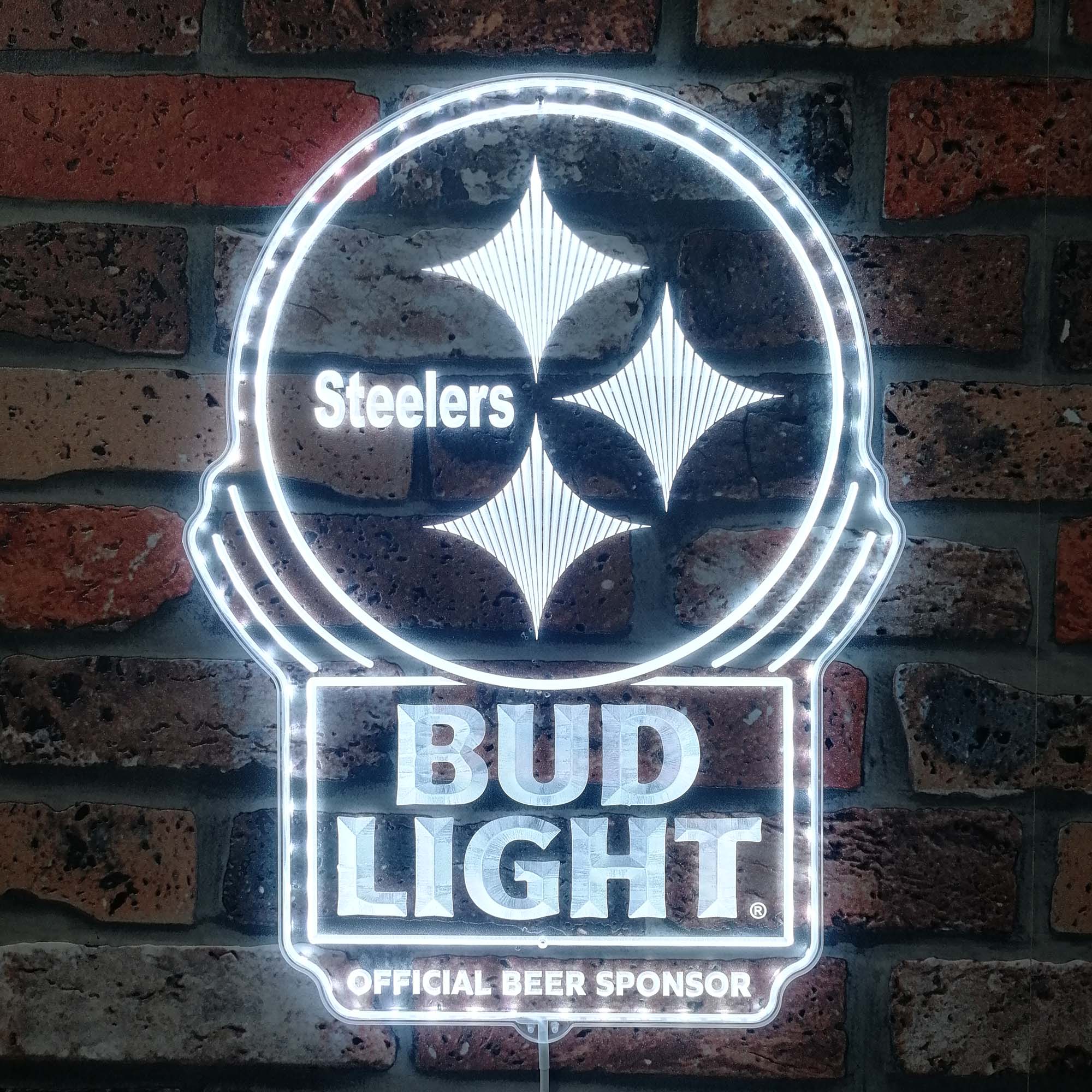 Bud Light & Pittsburgh Steelers Dynamic RGB Edge Lit LED Sign