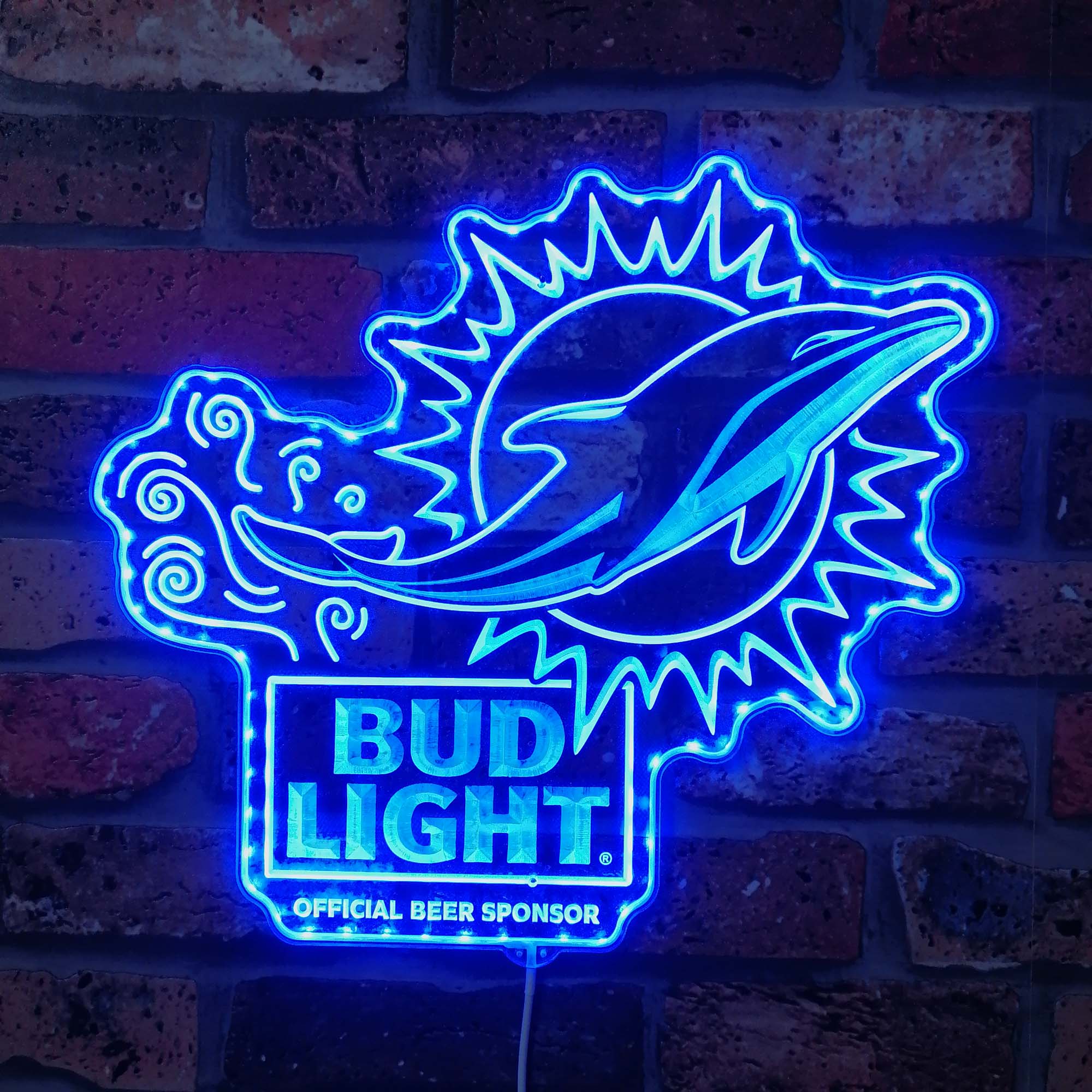 Bud Light & Miami Dolphins Dynamic RGB Edge Lit LED Sign