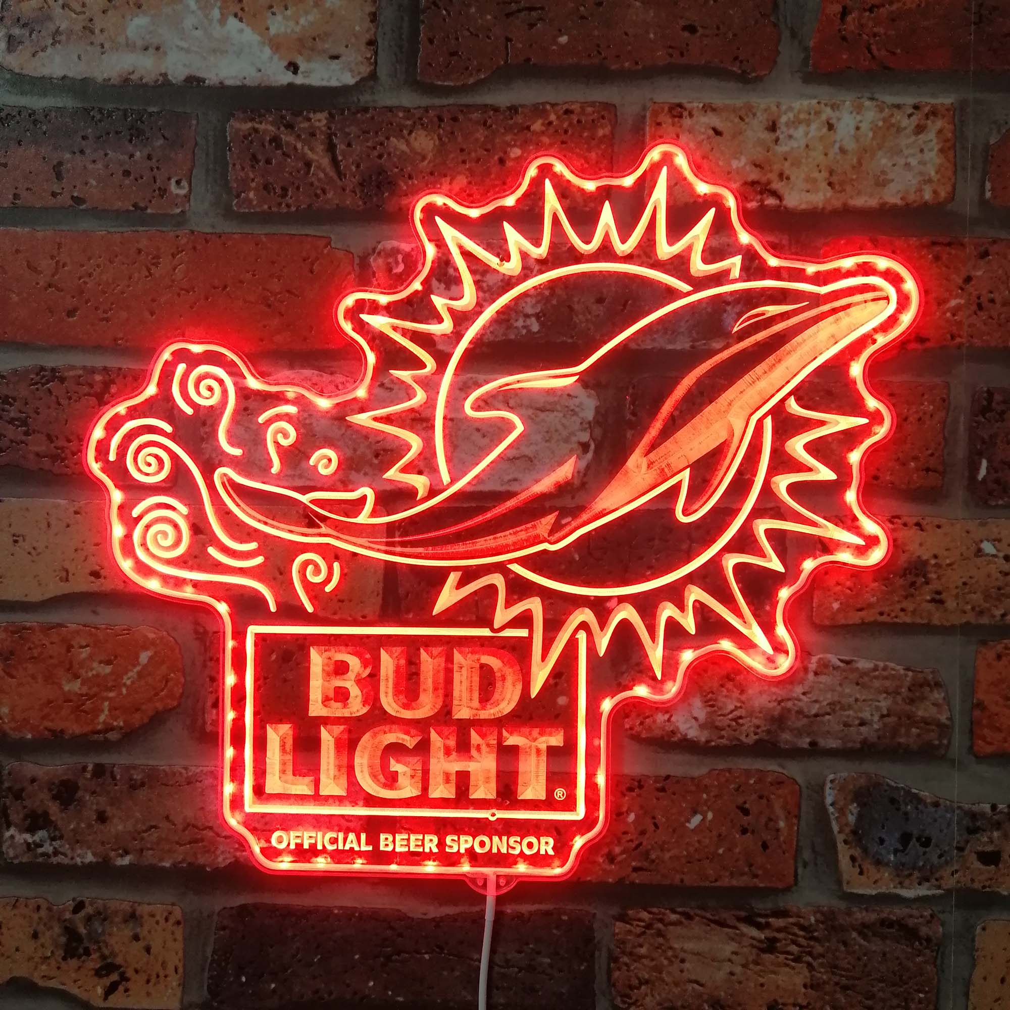 Bud Light & Miami Dolphins Dynamic RGB Edge Lit LED Sign