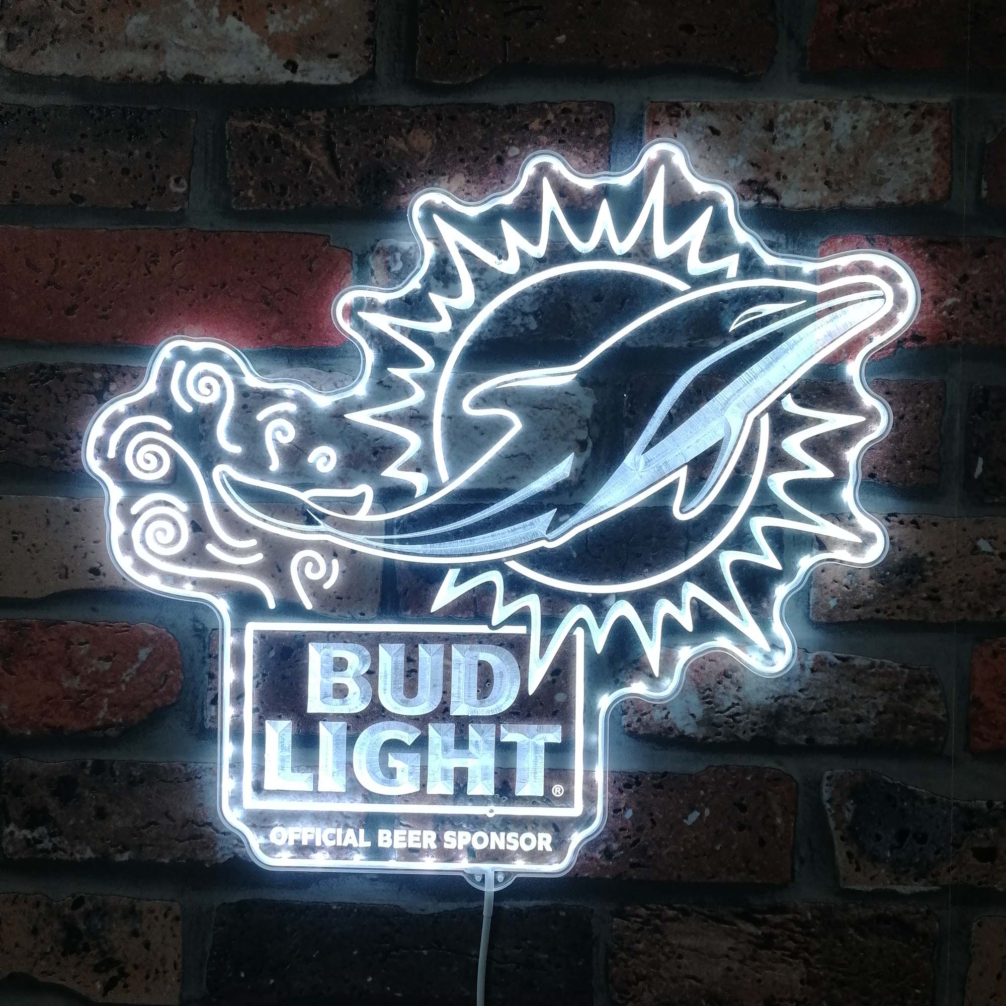 Bud Light & Miami Dolphins Dynamic RGB Edge Lit LED Sign