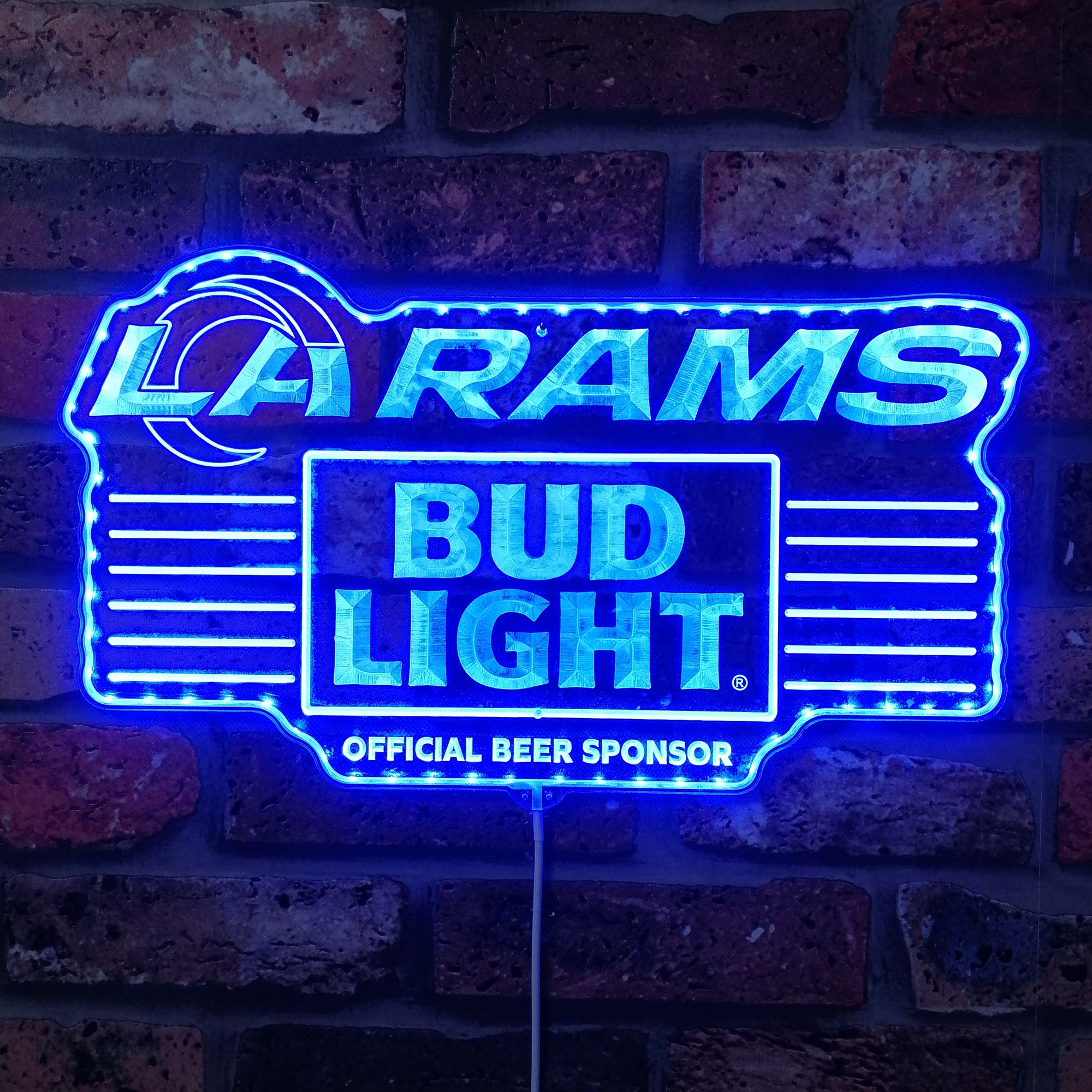 Bud Light Los Angeles Rams Dynamic RGB Edge Lit LED Sign