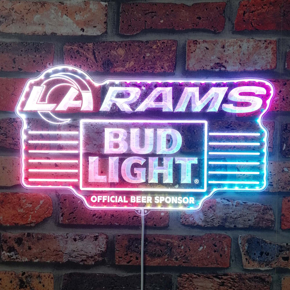 Bud Light Los Angeles Rams Dynamic RGB Edge Lit LED Sign | PROLEDSIGN