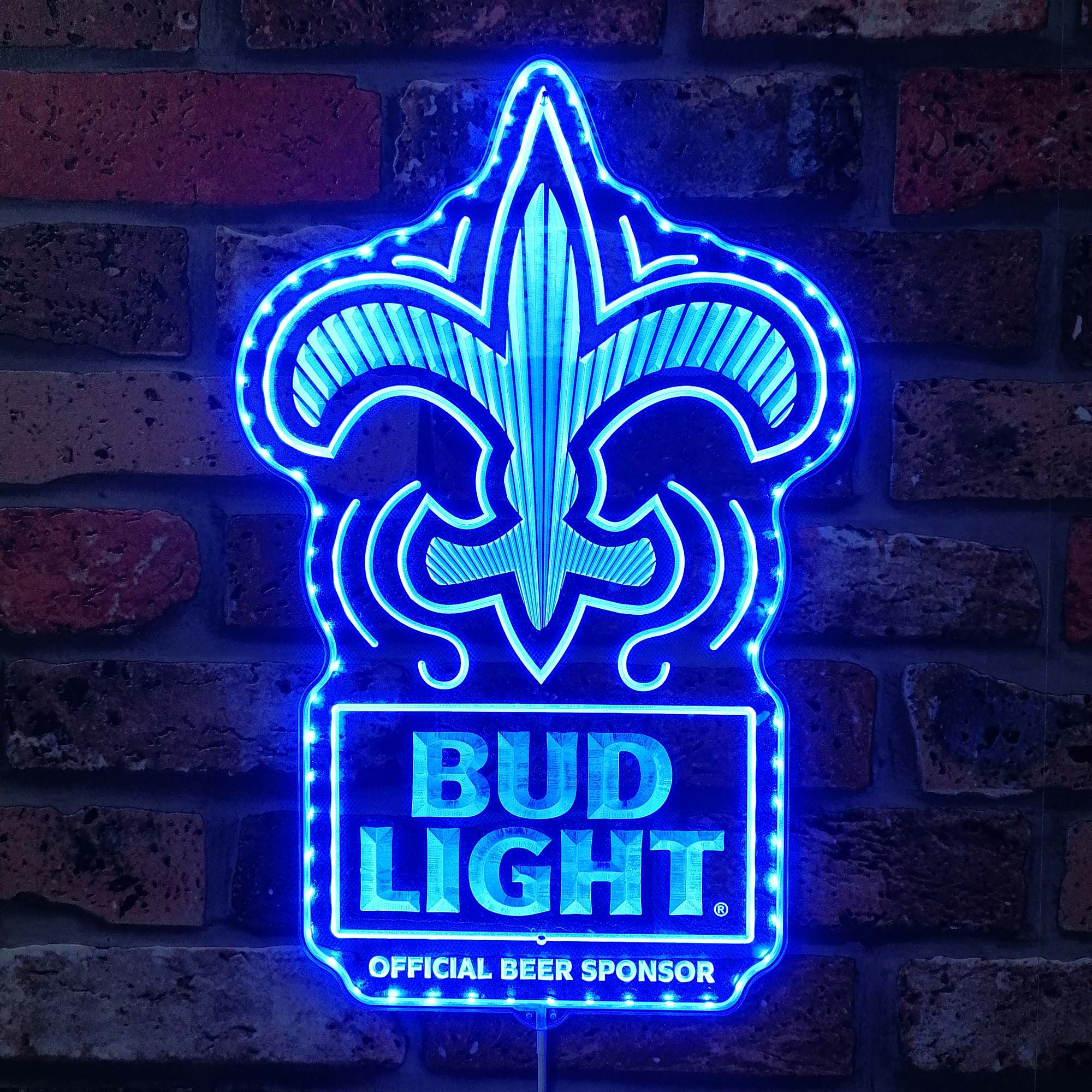 Bud Light New Orleans Saints Dynamic RGB Edge Lit LED Sign