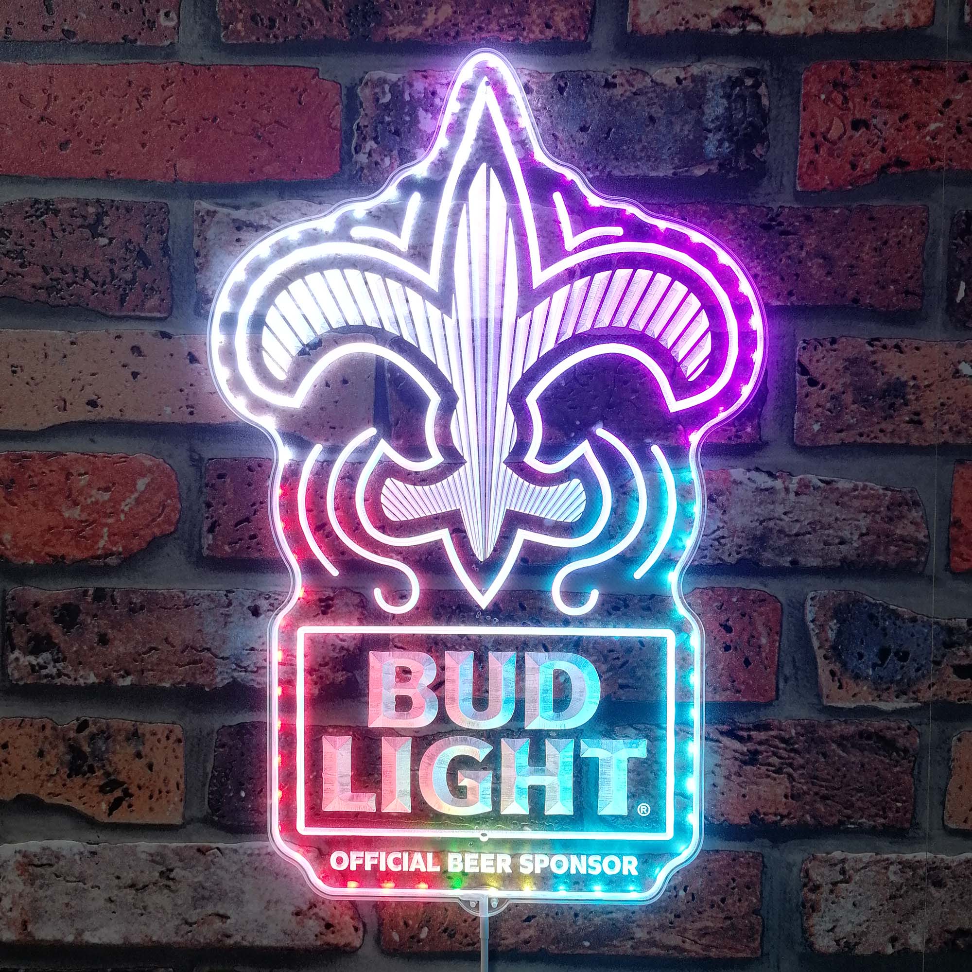 Bud Light New Orleans Saints Dynamic RGB Edge Lit LED Sign