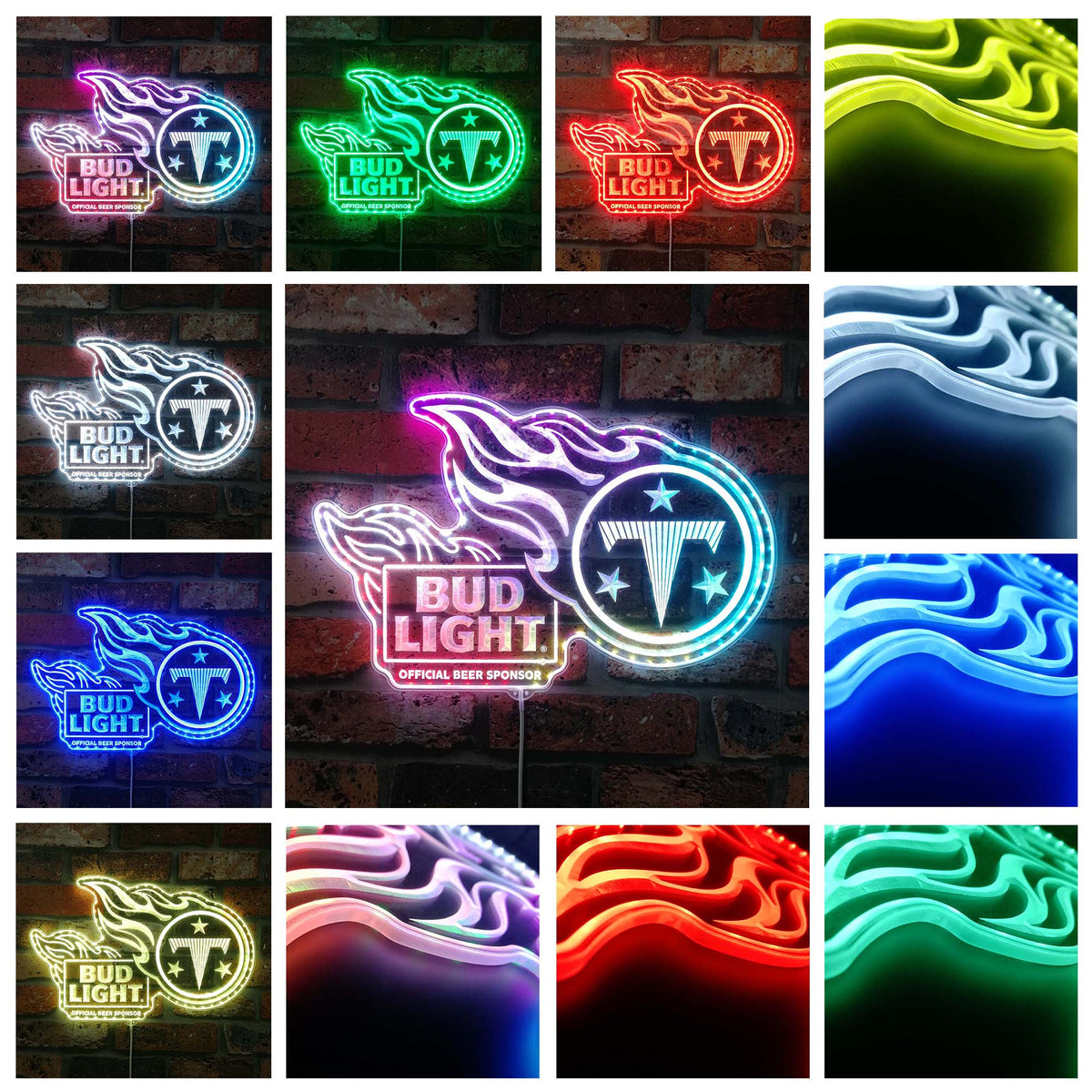Bud Light Tennessee Titans Dynamic RGB Edge Lit LED Sign PROLEDSIGN