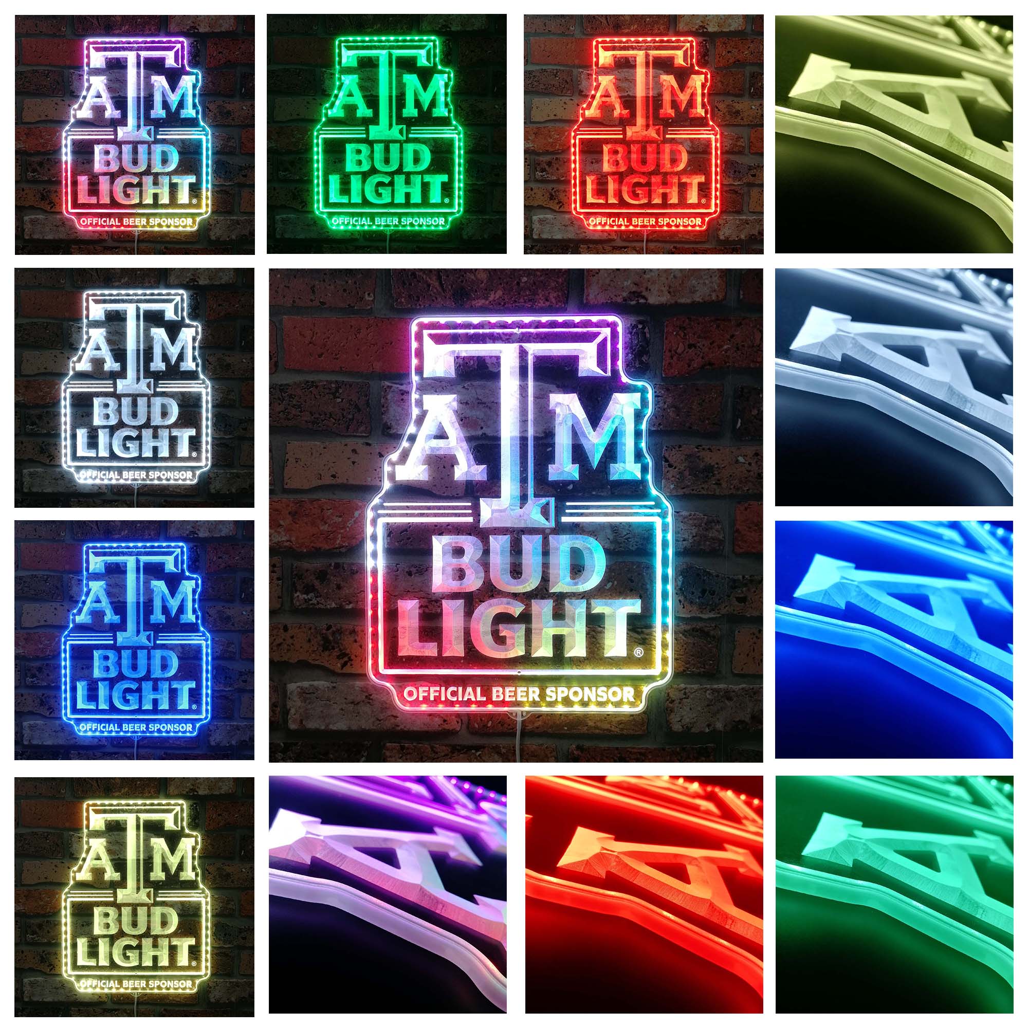 Bud Light Texas A&M Aggies Dynamic RGB Edge Lit LED Sign