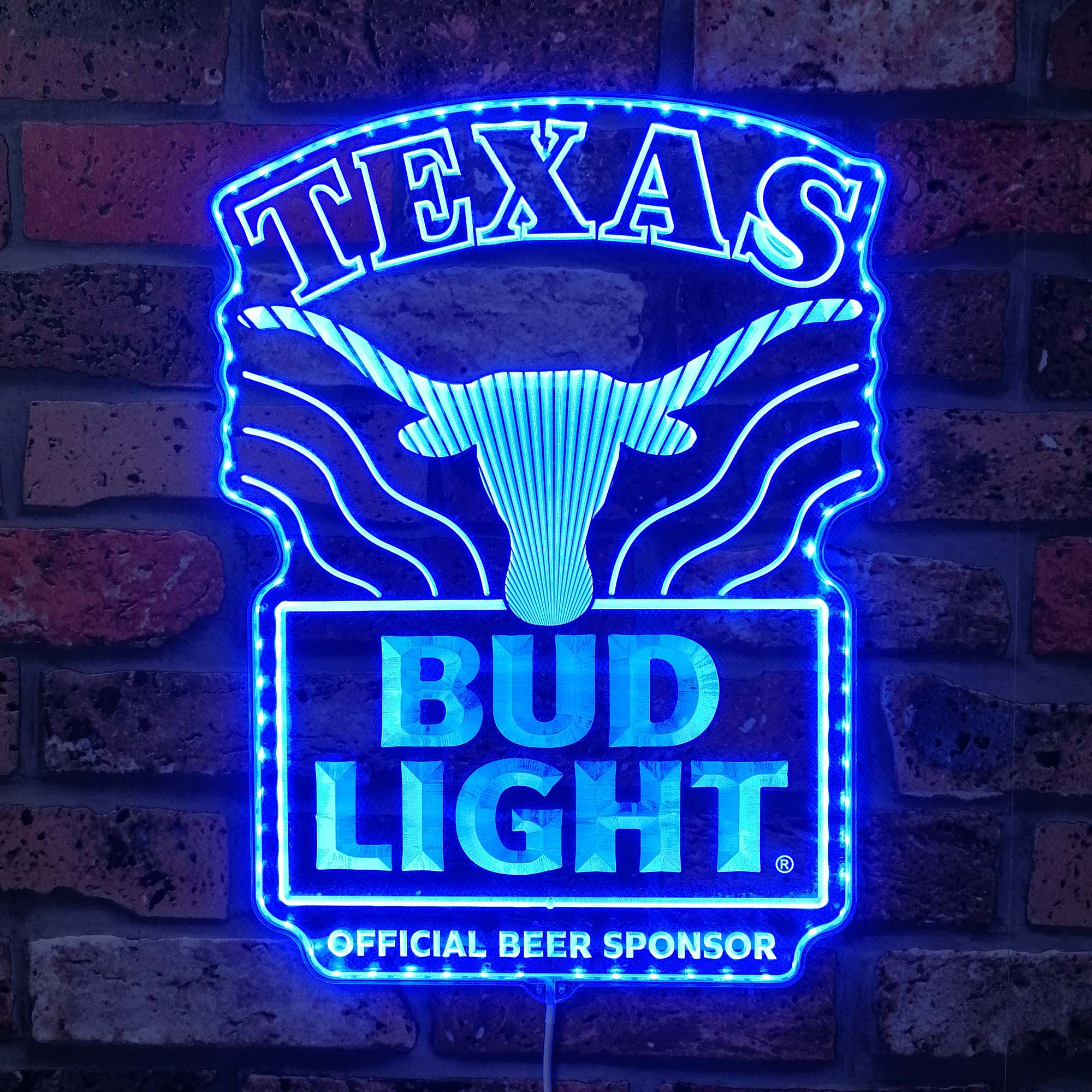 Bud Light Texas Longhorns Dynamic RGB Edge Lit LED Sign