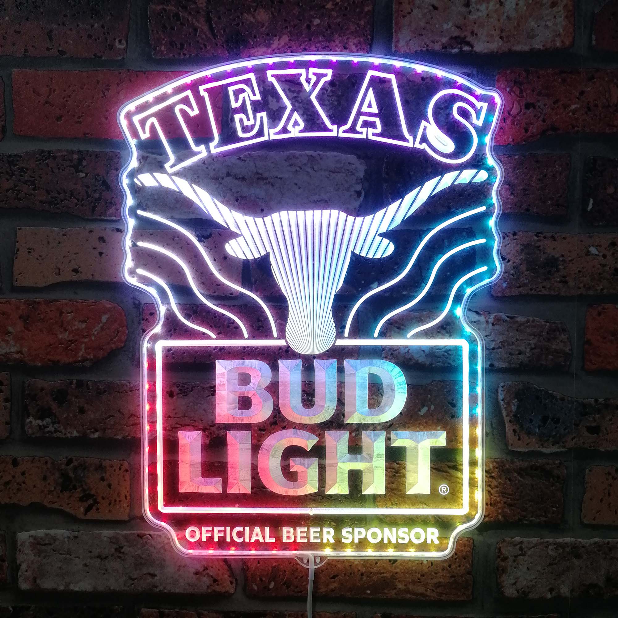 Bud Light Texas Longhorns Dynamic RGB Edge Lit LED Sign