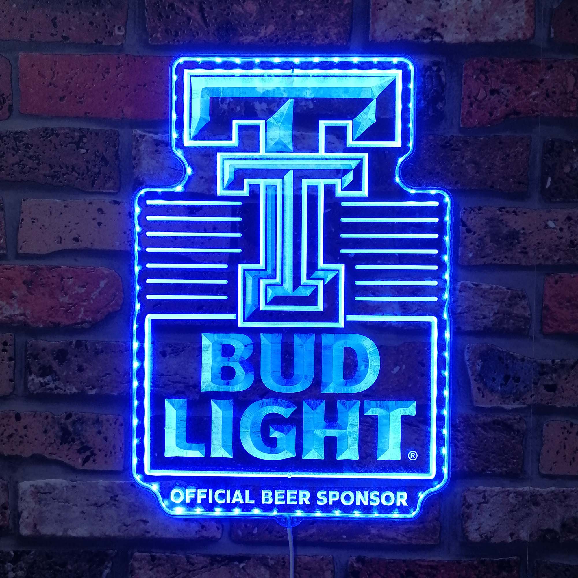 Bud Light Texas Tech Red Raiders Dynamic RGB Edge Lit LED Sign