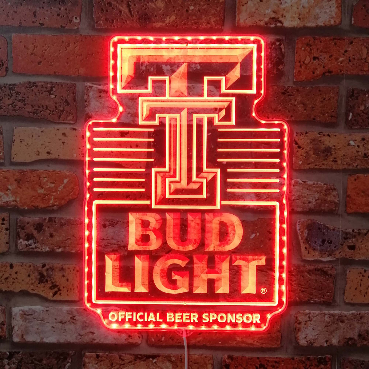 Bud Light Texas Tech Red Raiders Dynamic RGB Edge Lit LED Sign PROLEDSIGN