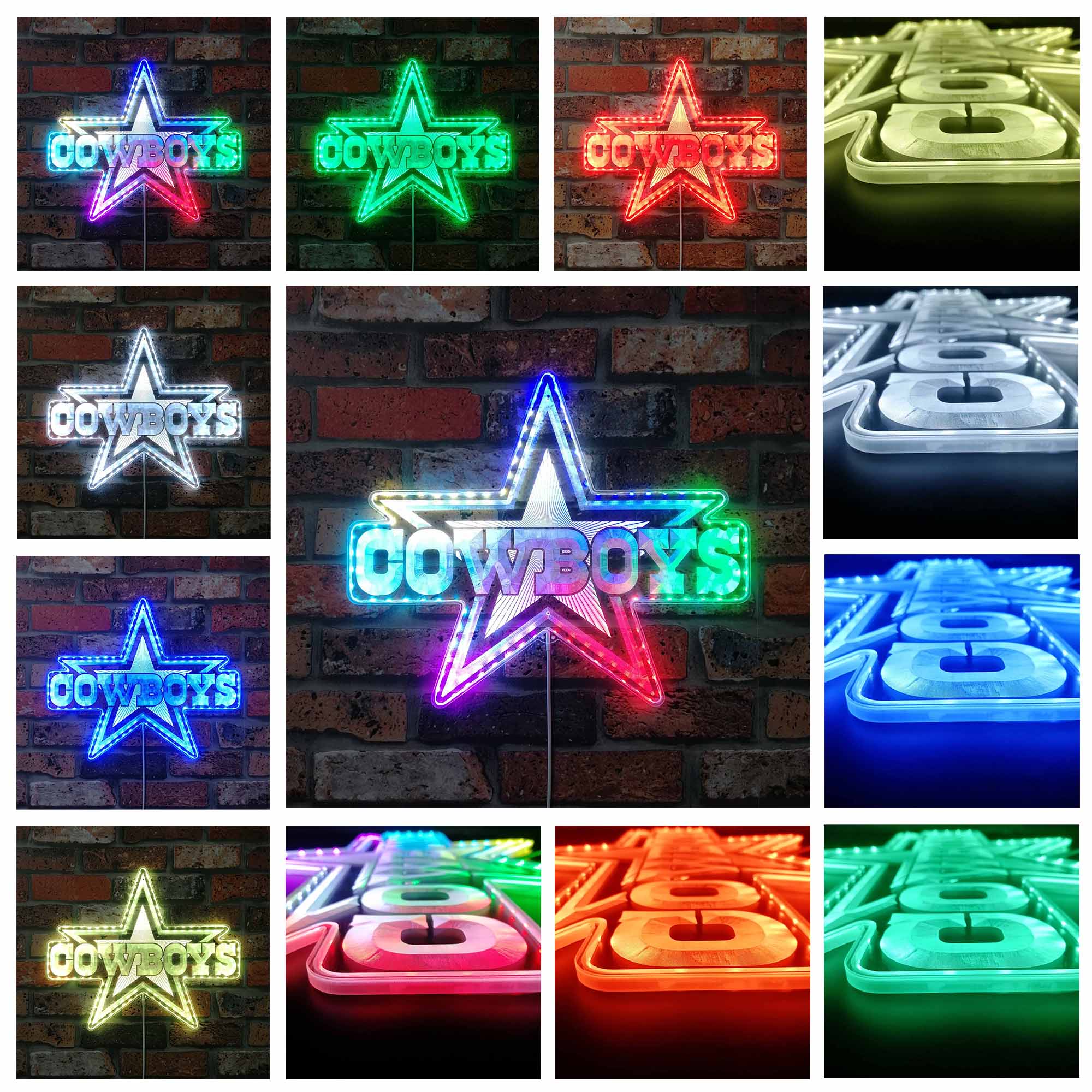 Dallas Cowboys Dynamic RGB Edge Lit LED Sign