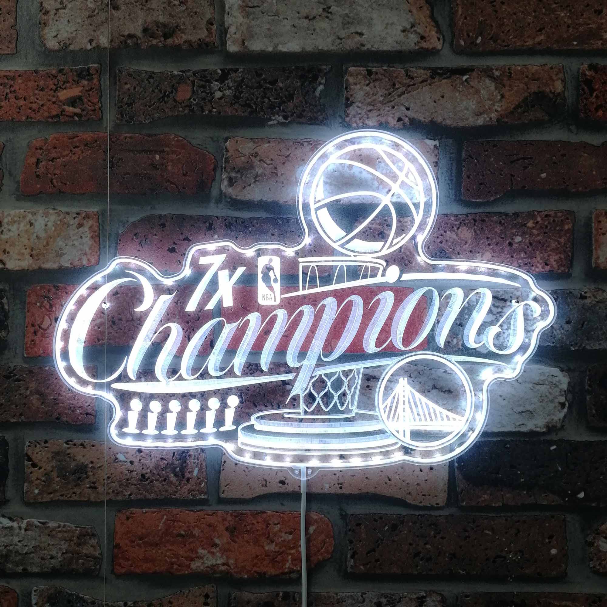 Golden State warriors 7x Champions Dynamic RGB Edge Lit LED Sign