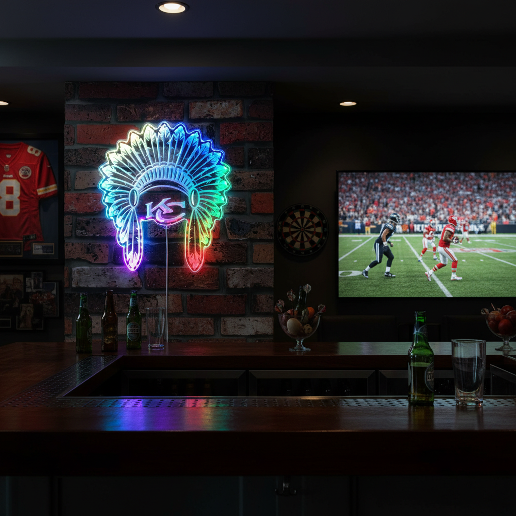 Kansas City Chiefs Neon LED Sign with Dynamic RGB Colors