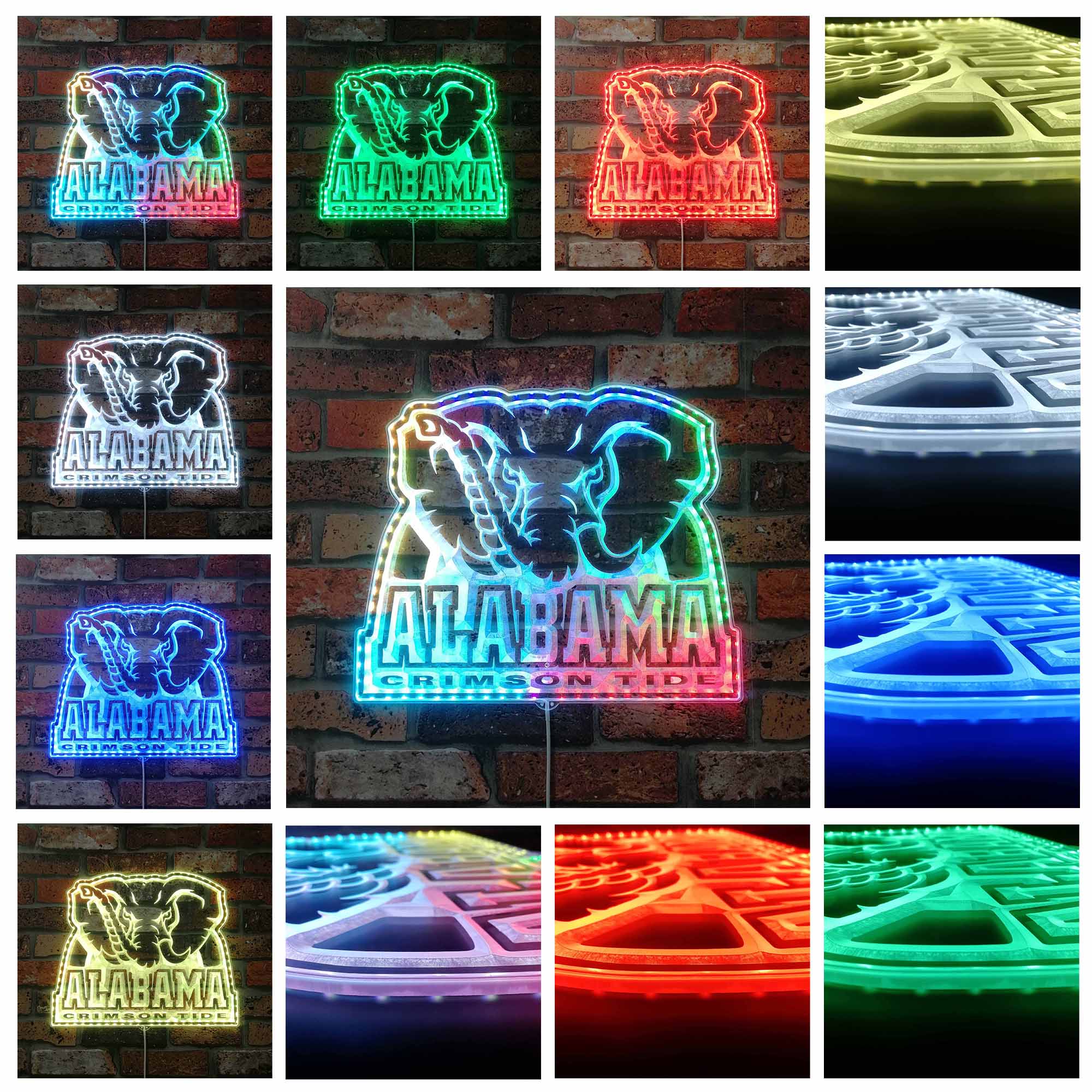 Alabama Crimson Tide Dynamic RGB Edge Lit LED Sign