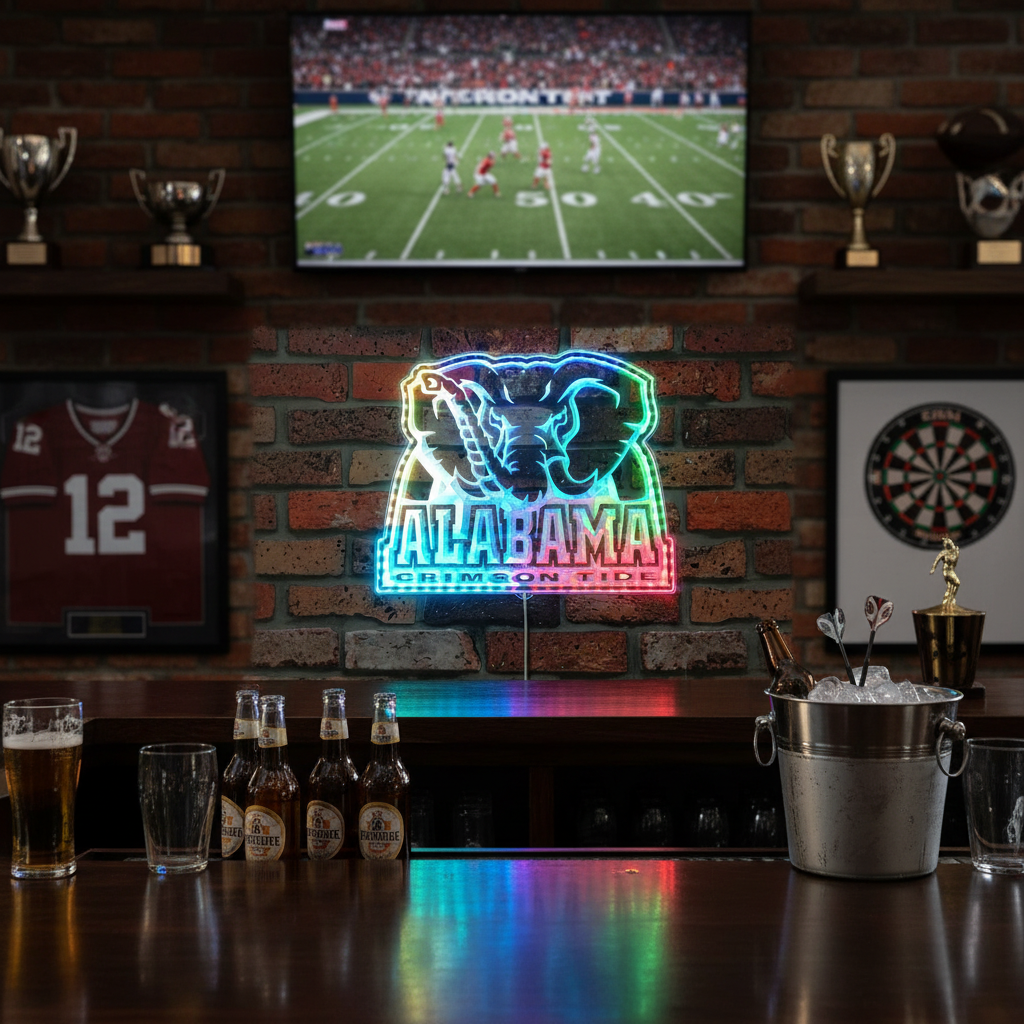 Alabama Crimson Tide Neon LED Sign with Dynamic RGB Colors